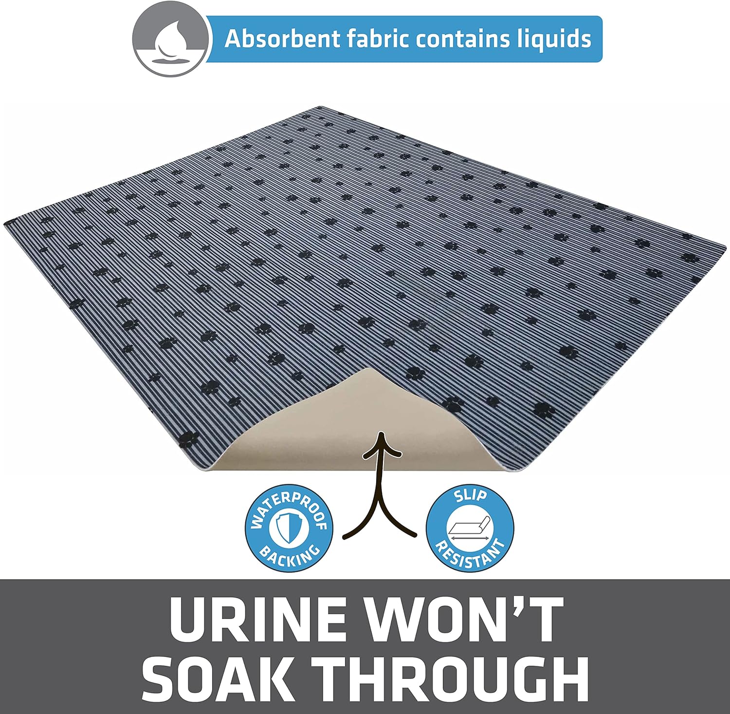 Drymate Cat Litter Box Mat, Litter Trapping Mat, Waterproof, Urine-Proof, Absorbent, Machine Washable, Soft on Paws, Contains Mess, Protects Floors, Kitten Supplies, Dark Grey, 28x36 XL - Happypetzone.online - Image 3