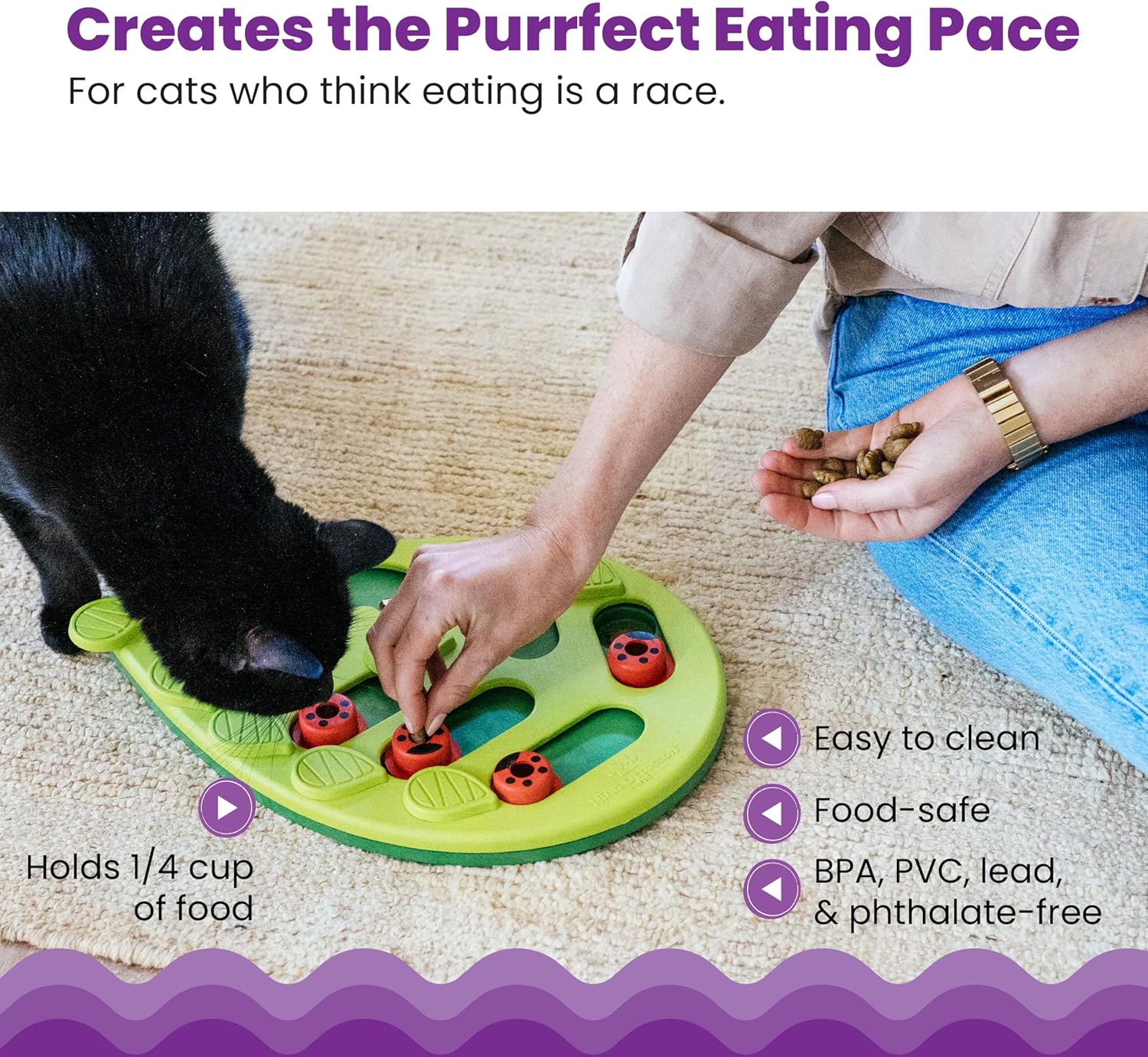 Catstages Nina Ottosson Buggin' Out Puzzle & Play – Interactive Cat Puzzle Feeder for Indoor Cats, 16 Hidden Treat Compartments, Slow Feeder, Durable & Easy-Clean, 13in x 9.5in - Happypetzone.online - Image 4