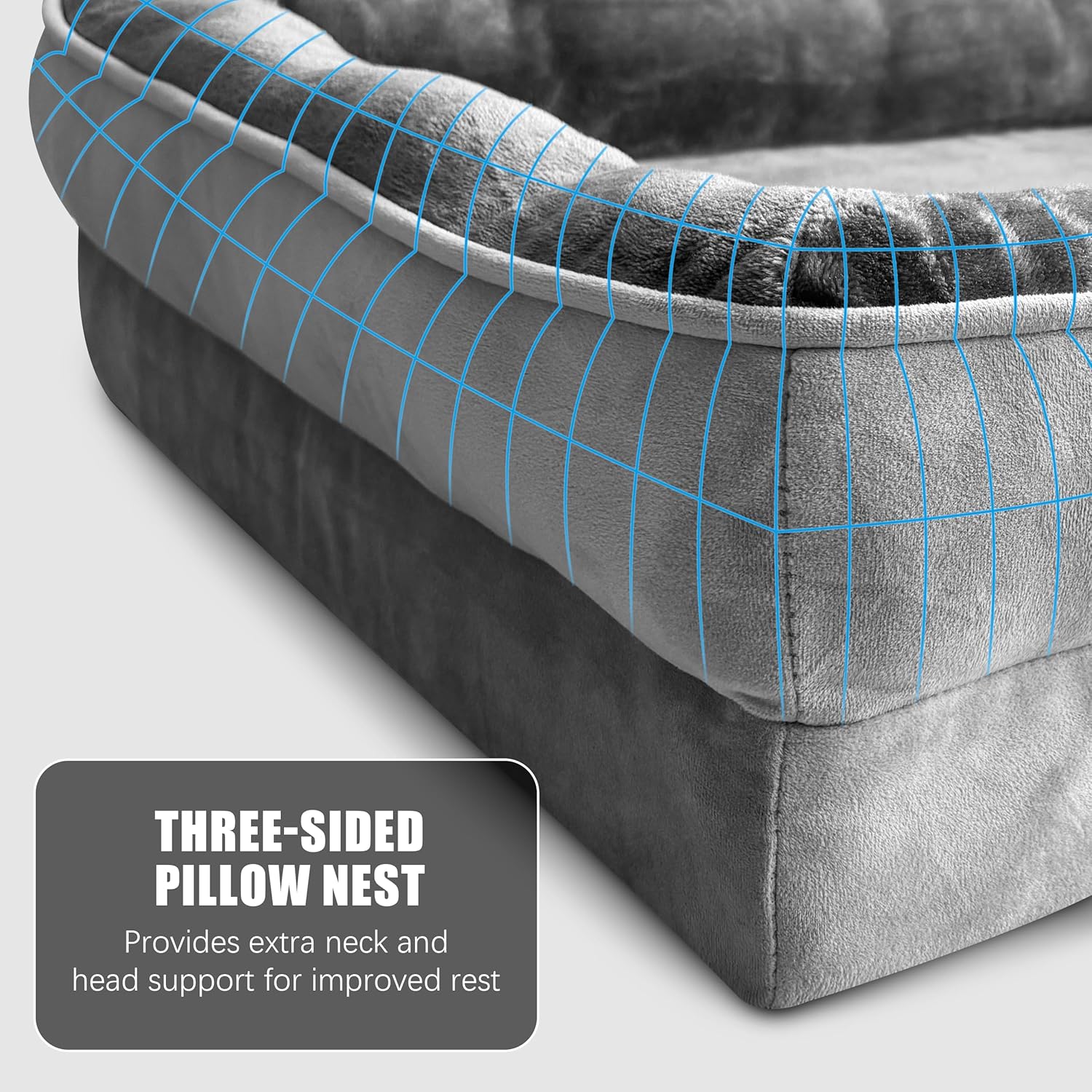 Spotted Play Orthopedic Dog Bed with Sides - Dog Sofa Beds for Medium Dogs, Supportive Foam Pet Couch Bed with Washable Removable Cover, Waterproof Lining and Non-Slip Bottom, Grey - M - Happypetzone.online - Image 7