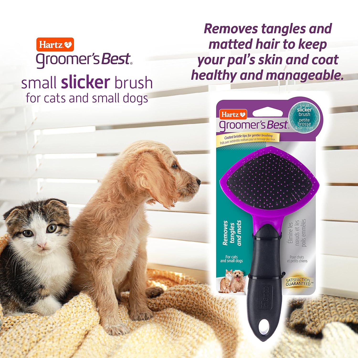 Hartz Groomer's Best Small Slicker Brush for Cats and Small Dogs, Black/Violet, 1 Count - Happypetzone.online - Image 3
