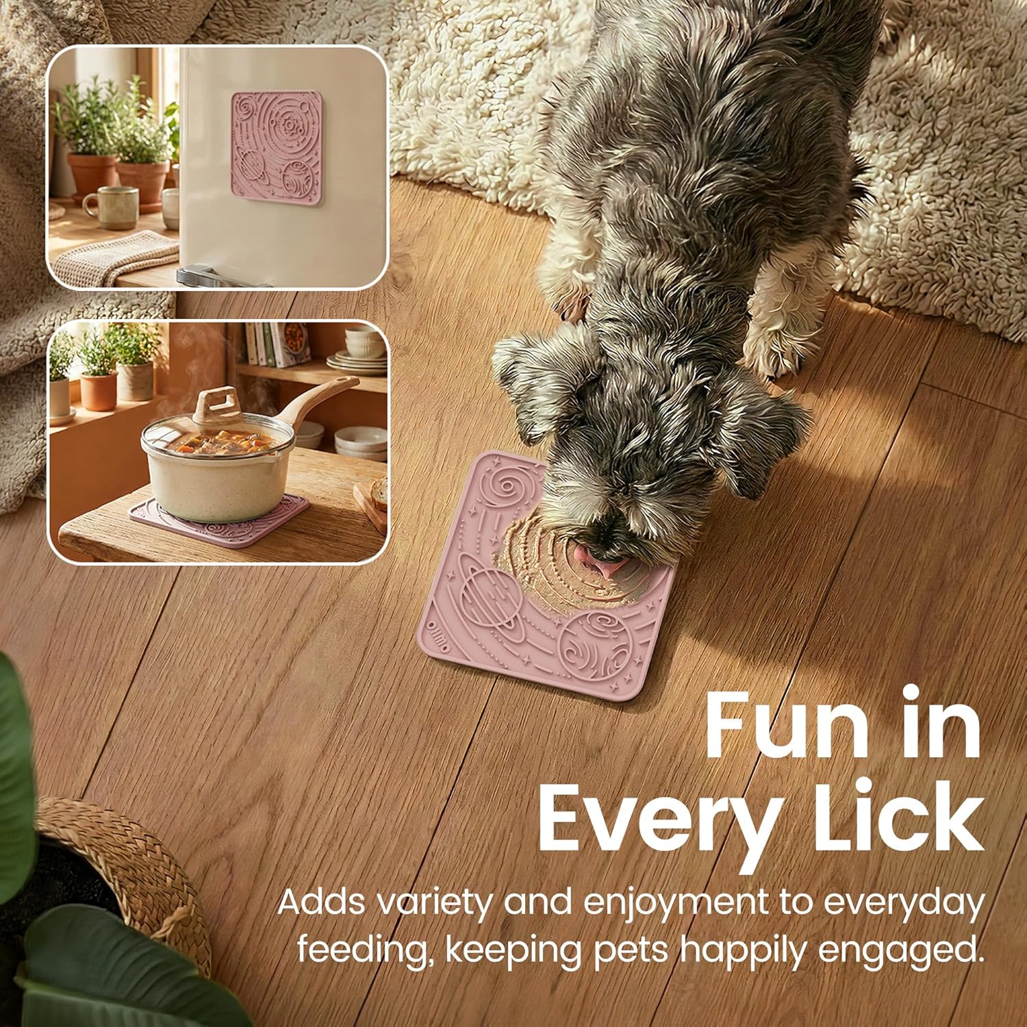 OHMO Lick Mat for Dogs and Cats(Small, Mars&Coral, 2pcs) Enrichment Accessories Toy Space Star Easy Clean Pet Slow Feeder/Suction Cups, Licking Pad for Anxiety Relief and Boredom Reduction - Happypetzone.online - Image 4