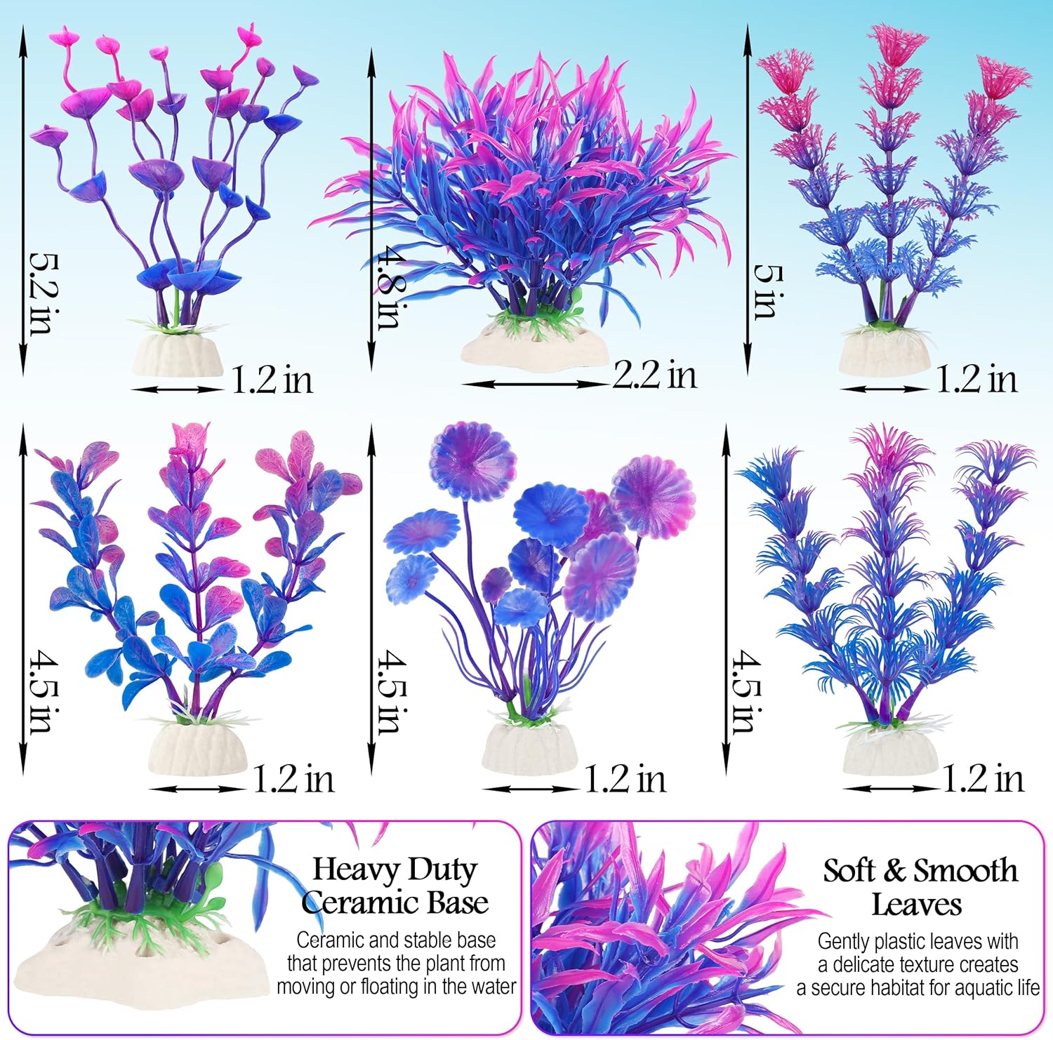 MyLifeUNIT Fish Tank Decorations, 7 Pieces Aquarium Plants Set with Coral Reef Decoration Mountain Cave Ornament for Betta, Goldfish, Shrimp to Breed, Play and Rest (Purple) - Happypetzone.online - Image 6