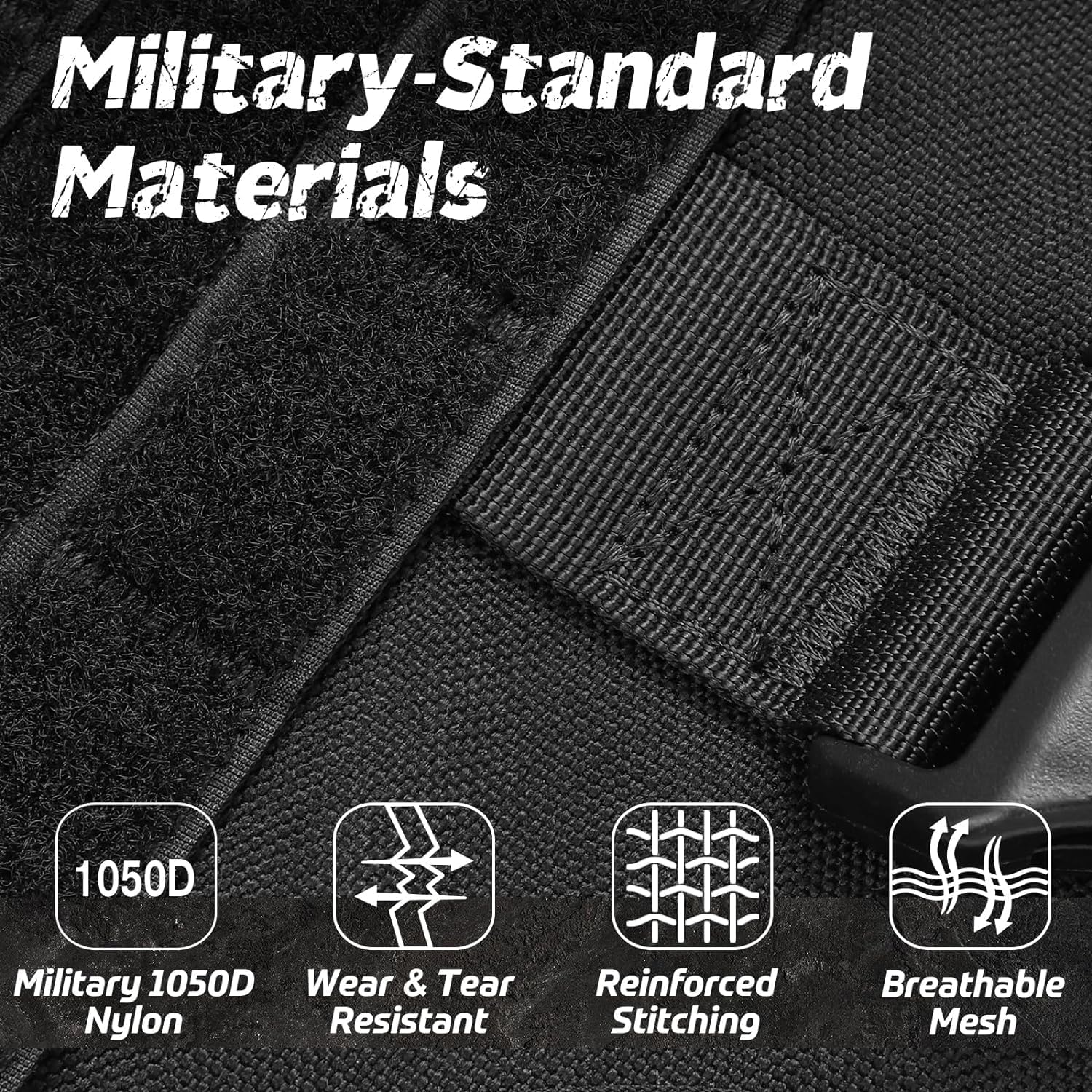 rabbitgoo Tactical Dog Harness for Large, Heavy Duty Pet Harness with Handle, No-Pull Service Vest Large Breed, Adjustable Military Dog Vest for Training Hunting Walking, Black, L - Happypetzone.online - Image 2