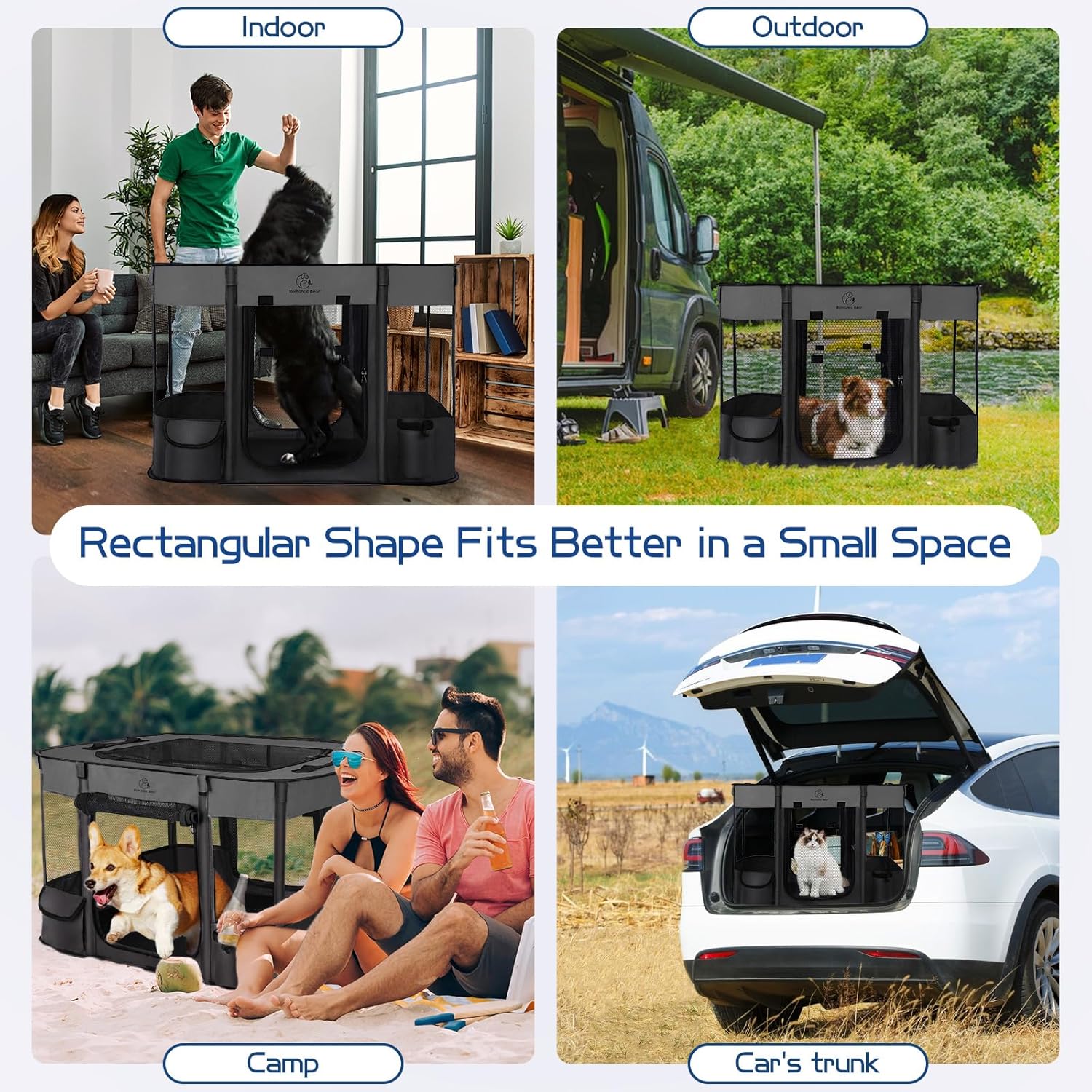 Dog Playpen,Pet Playpen,Foldable Dog Cat Playpens,Portable Exercise Kennel Tent Crate,Water-Resistant Breathable Shade Cover, Indoor Outdoor Travel Camping Use for Small Animals with Carrying Case(M) - Happypetzone.online - Image 7