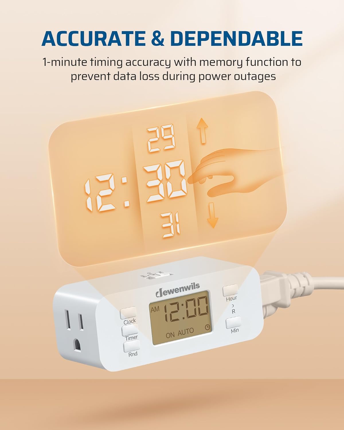 DEWENWILS 24 Hour Programmable Digital Timer Outlet, 2 Pack Timers for Electrical Outlets, Indoor Light Timers for Lamp Fan Aquarium, 2 Grounded Outlet, 125V/15A Resistive/1000W Tungsten, 3 Prong - Happypetzone.online - Image 5