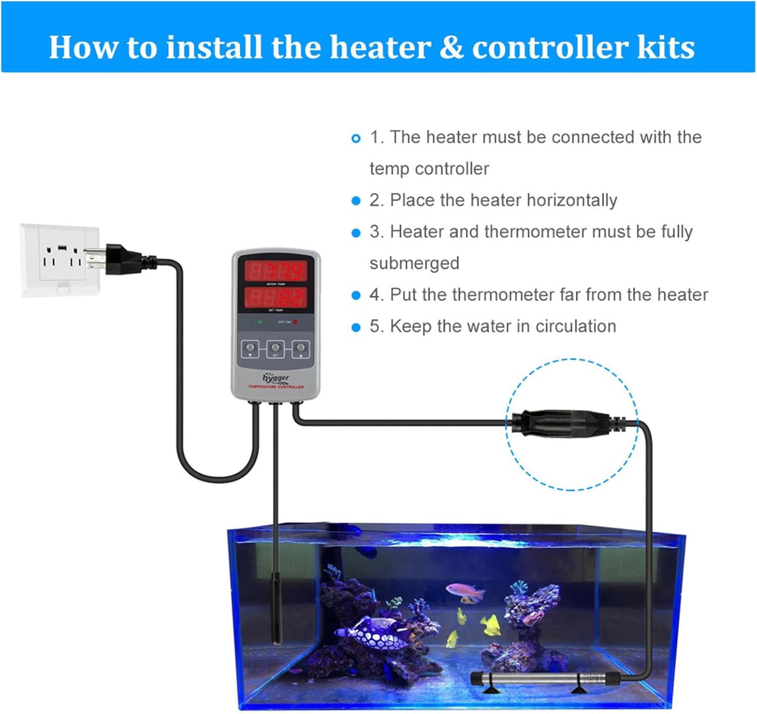 hygger 802 Aquarium Titanium Heater Rod Fish Tank Heating Element Replacement Heater Tube (Controller Excluded) 100W - Happypetzone.online - Image 3