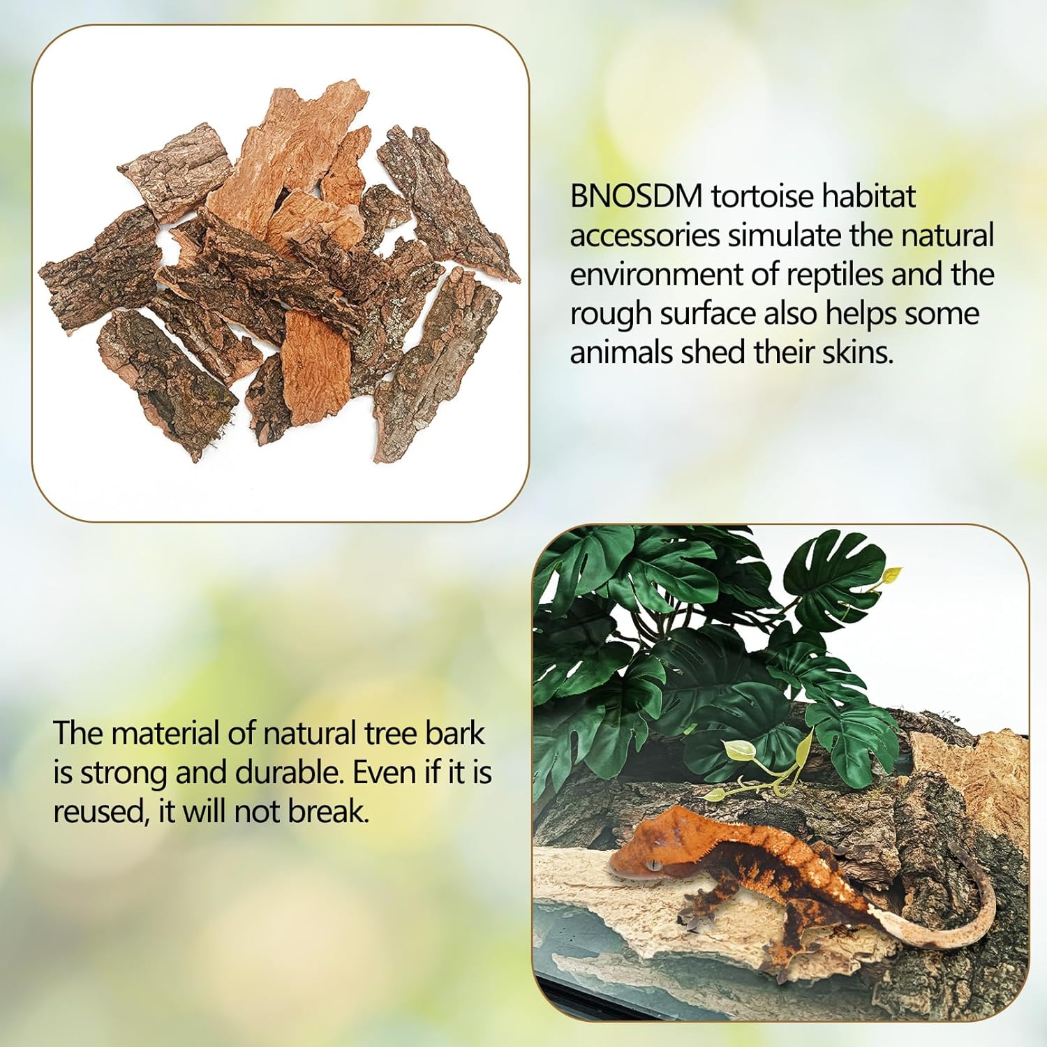 BNOSDM Reptile Cork Bark Substrate 1.5LB Lizard Bedding for Habitat Natural Flat Cork Wood Bulk Terrarium Reusable Bark Pieces for Chameleon, Ball Python, Crested Gecko, Spider, Tortoise, Tree Frog - Happypetzone.online - Image 4
