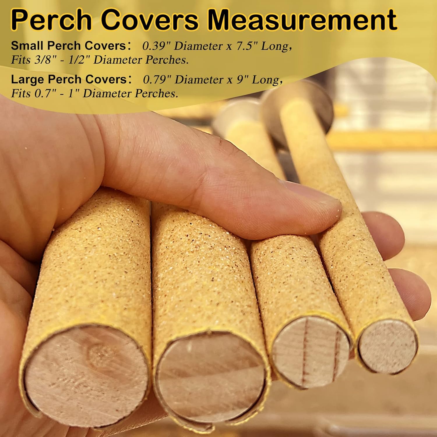 S&X 24-Pack Sand Perch Covers for Parakeets Canaries Finches & Other Small Birds, Bird Perch Covers Sandpaper - Happypetzone.online - Image 5