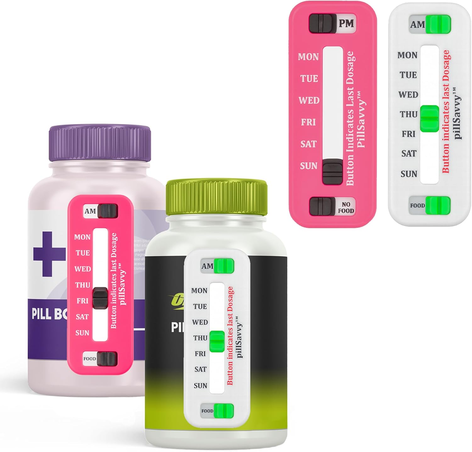 PillSavvy™ Daily Pill Tracker – Non-Digital, Reusable Medication Reminder for Bottles & Organizers – Easy to Use, Curved Back – Track Prescriptions, Vitamins, Supplements & Pet Meds (Pink, 2 Pack) - Happypetzone.online - Image 7