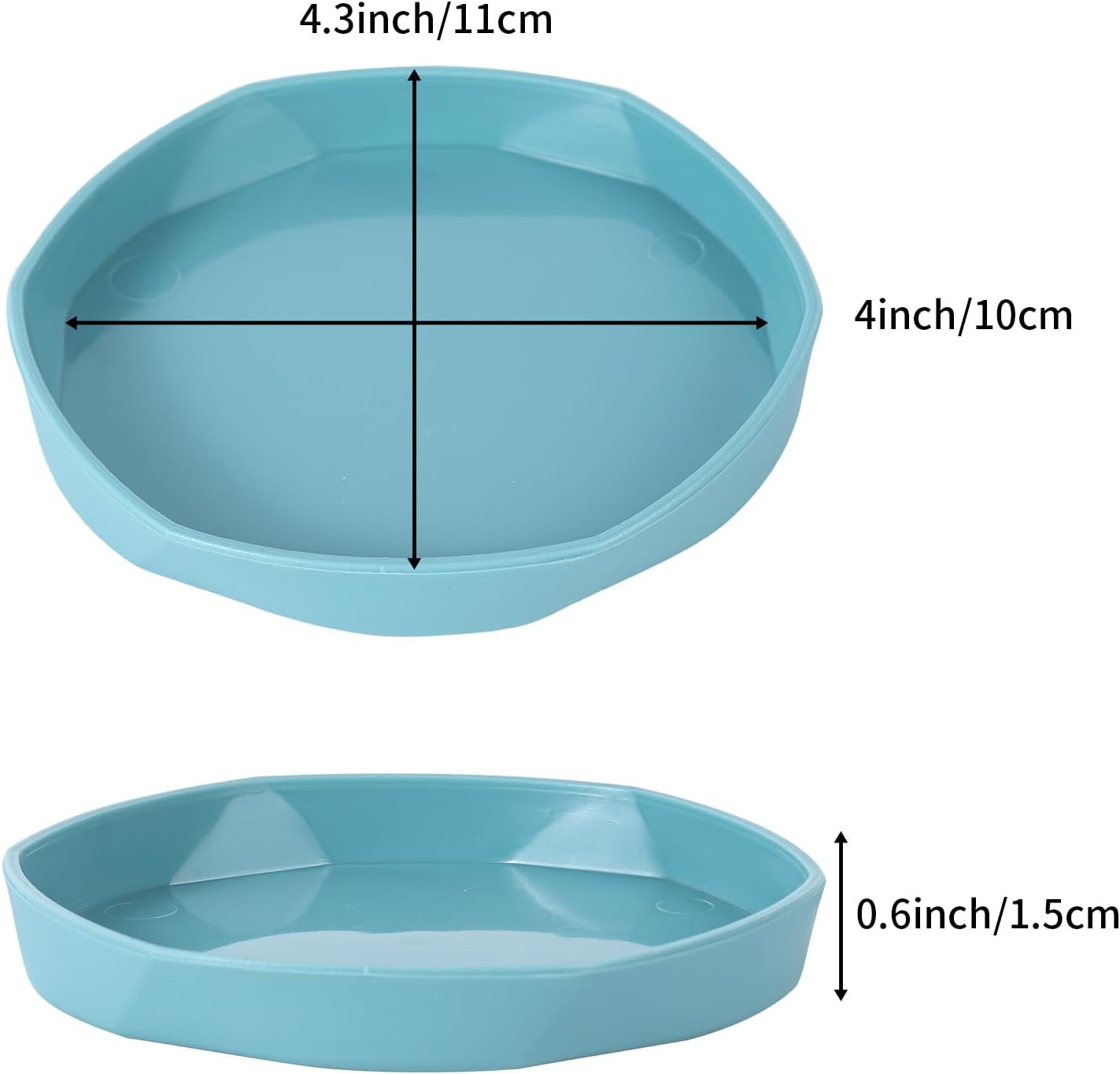 COMSUN 4 Pack Small Reptile Food Dish Bowl, Plastic Worm Water Dish Plate for Lizard Gecko Bearded Dragon Chameleon 4" W x 4" D x 0.5" H, Blue and Yellow - Happypetzone.online - Image 2