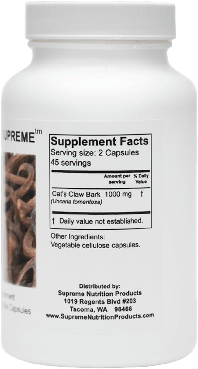 Supreme Nutrition Cat’s Claw Supreme, 90 Pure Cat’s Claw Bark Vegetarian Capsules (Pack of 2) - Happypetzone.online - Image 3