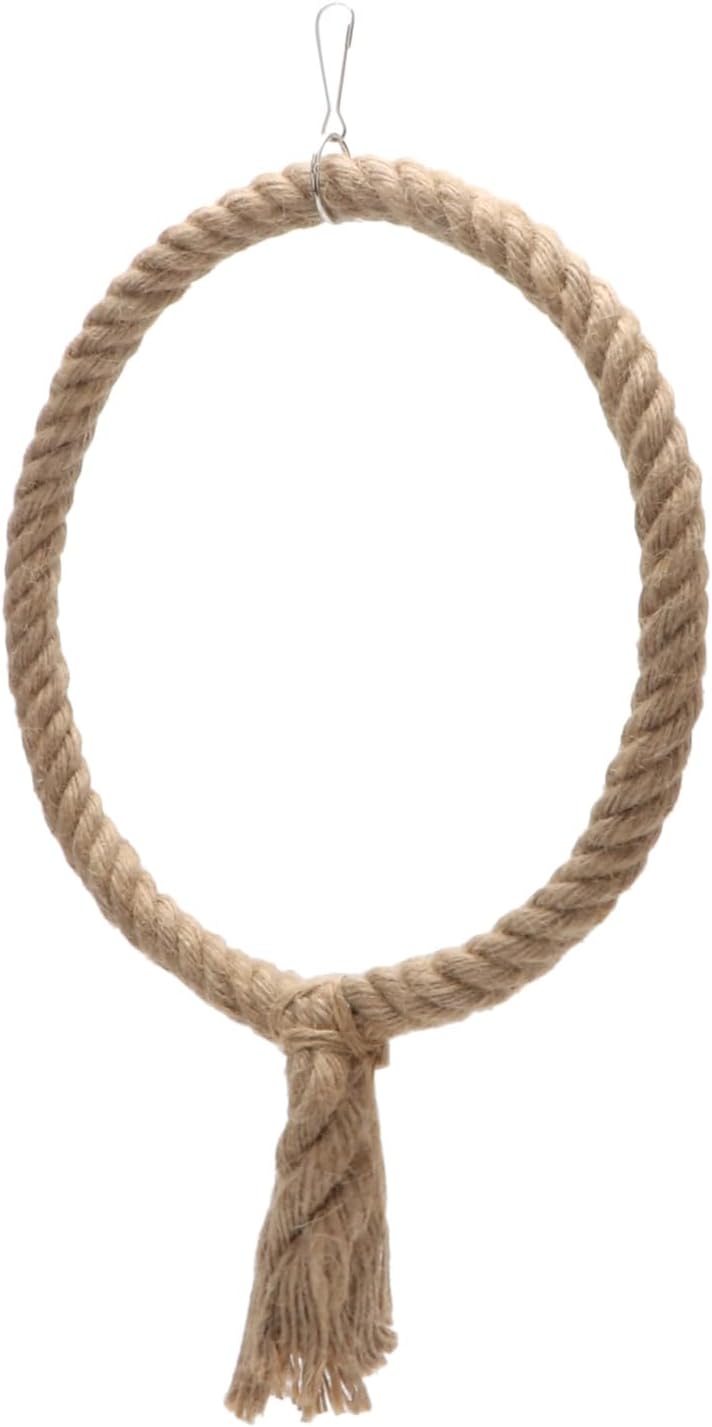 Bird Rope Swing Toy Parrot Climbing Perch Stand for Cockatiel Conure Cockatoo Parakeet Cage Hanging Decor (B: Round) - Happypetzone.online - Image 4