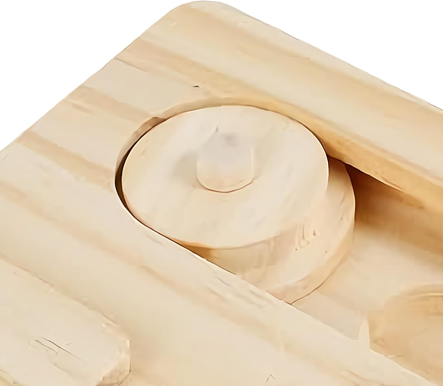 Cute Pet Puzzle Toys - Hamster Brain Trainer, Single Pitted Board for Food Discovery, Organic Birch Feeder with Hidden Chambers, Accessory, Natural Plaything for Scenting, Foraging & Burrowing - Happypetzone.online - Image 7