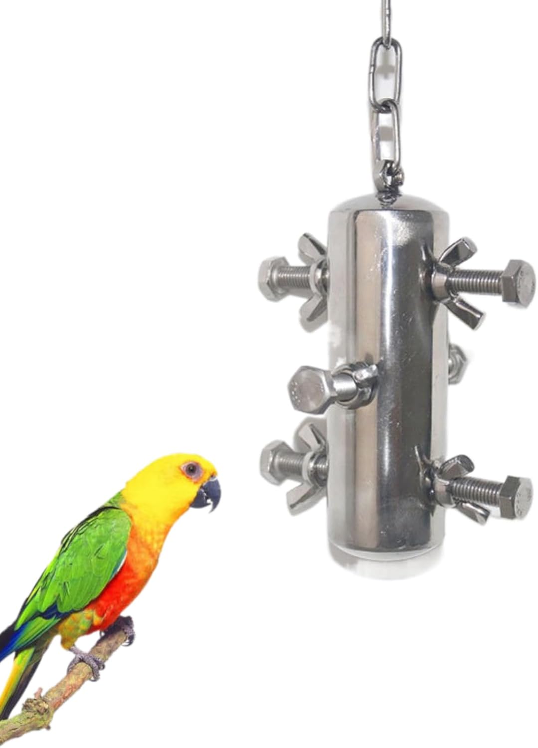 Stainless Steel Parrot Toys, Hanging Chew Bird Toys for Parrots, Bell Macaw Toys, Puzzle Interactive Foraging Bird Toys, Large Bird Toys Toys for Macaws, African Grey, Amazon Parrots - Happypetzone.online - Image 2