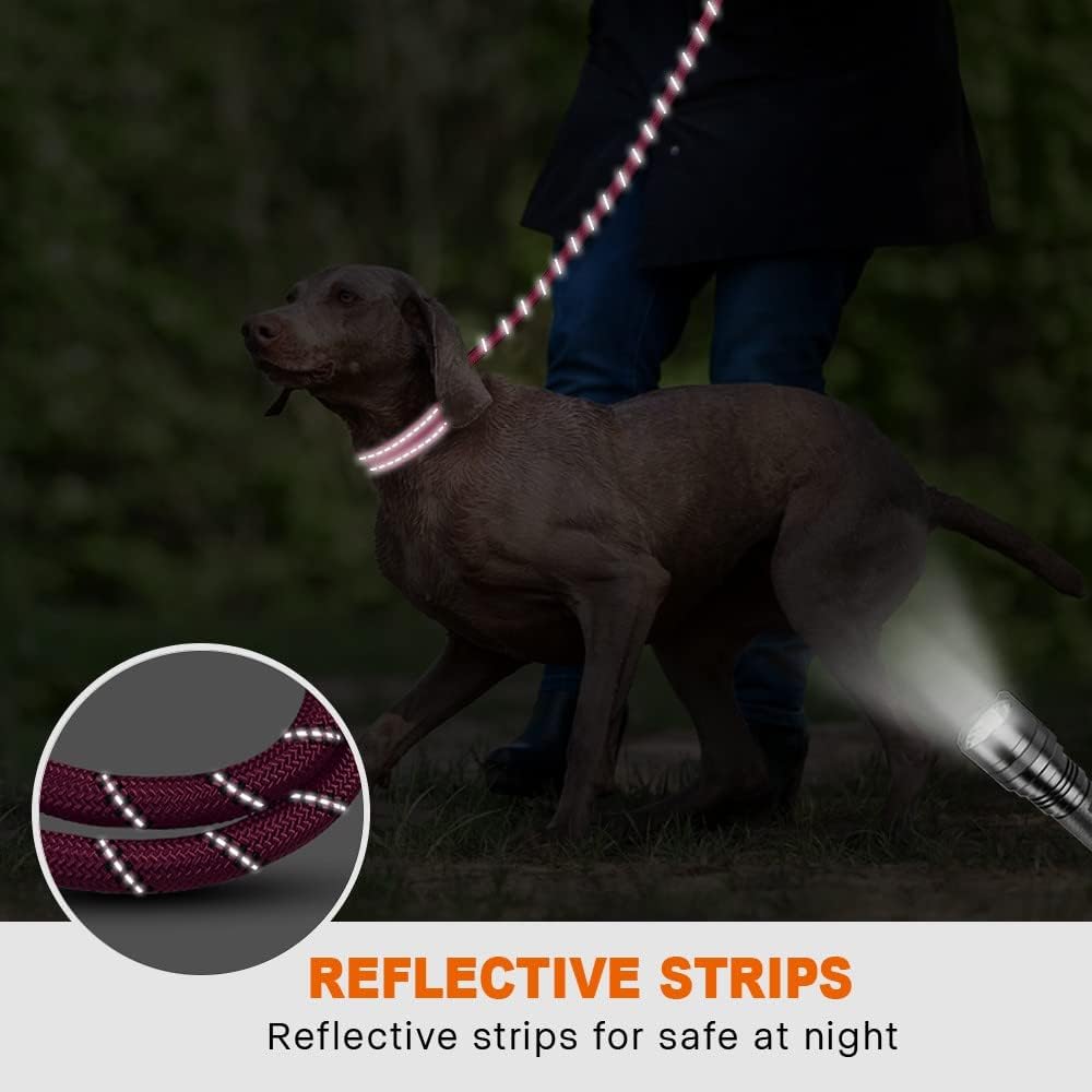 Taglory Rope Dog Leash 6 FT with Comfortable Padded Handle, Highly Reflective Threads Leash and Anti-Tangle Clip for Walking Medium Large Dogs, 1/2 inch, Hotpink - Happypetzone.online - Image 5
