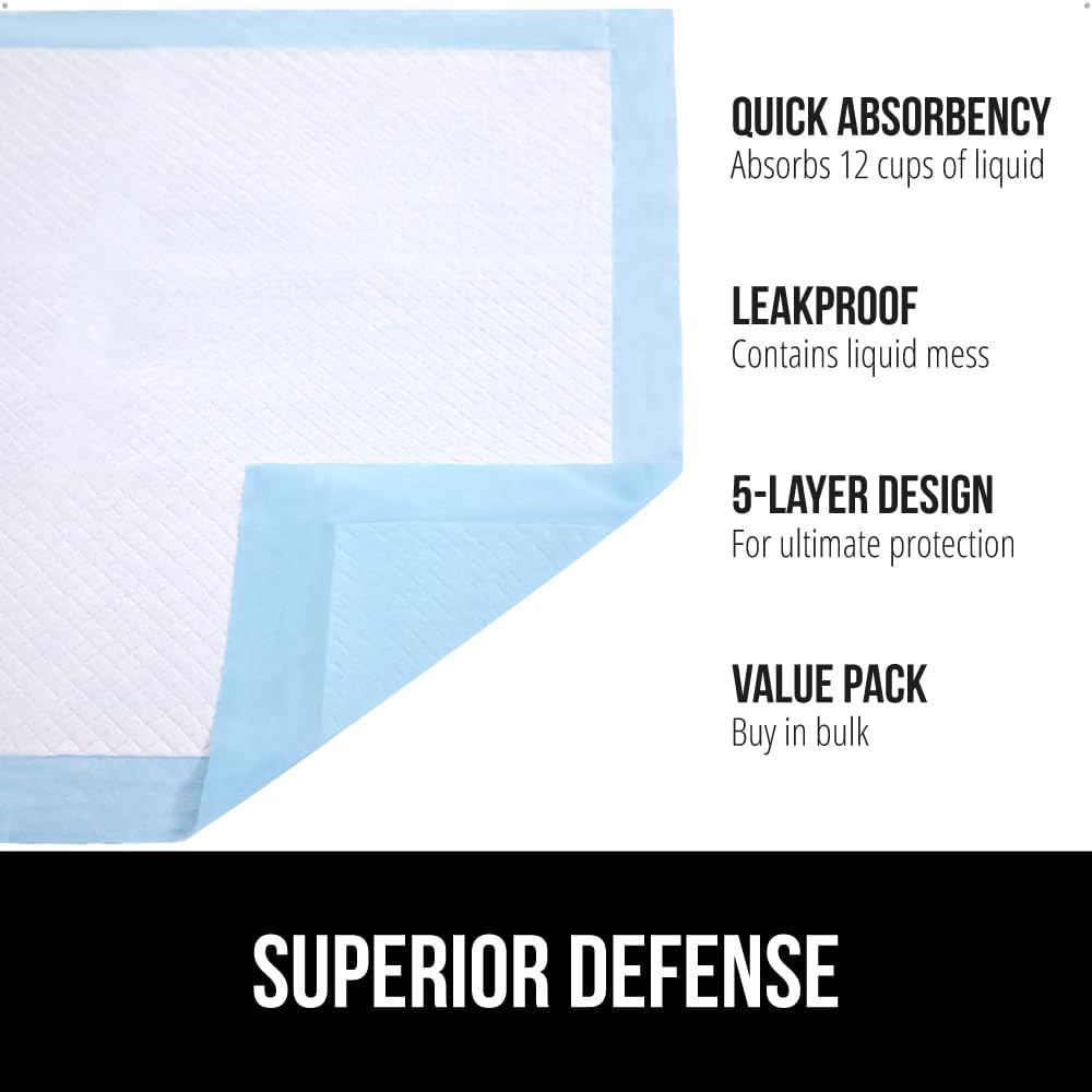 Gorilla Guard Disposable Puppy Pads, 100 Count 22x22 in, 5 Layer Pee Pads for Dogs, Absorbent Diaper Changing Pad, Dog Potty Training Supplies, Quick Dry Pet Housebreaking Essentials for Puppies - Happypetzone.online - Image 2