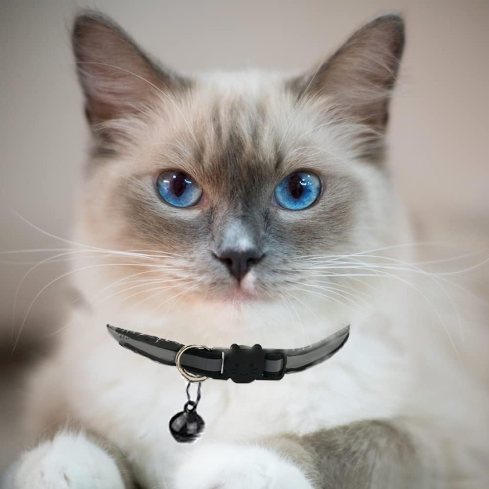12-Pack Safety Release Reflective Cat Collars with Bell - Breakaway Buckle, Night Visibility, Anti-Hunting Bell - Adjustable Kitten & Adult Cat Collars (12 Multicolor) - Happypetzone.online - Image 2