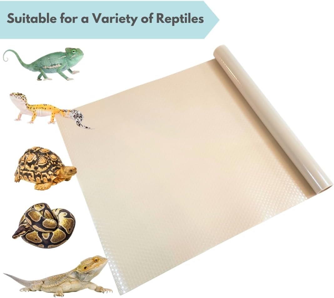 Reptile Tank Liner, 23.6" x 59", Terrarium Substrate Mat Carpet Bedding, 4x2x2 120 Gallon, Enclosure Liner for Bearded Dragon Leopard Gecko Lizard Tortoise Snake, Beige - Happypetzone.online - Image 4