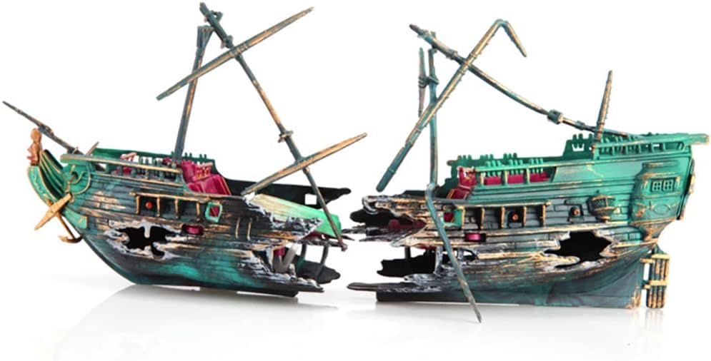 SLOCME Aquarium Shipwreck Decorations - Air Bubbler Sunken Ship Ornament, Fish Tank Air Action Aerating Decorations - Happypetzone.online - Image 6