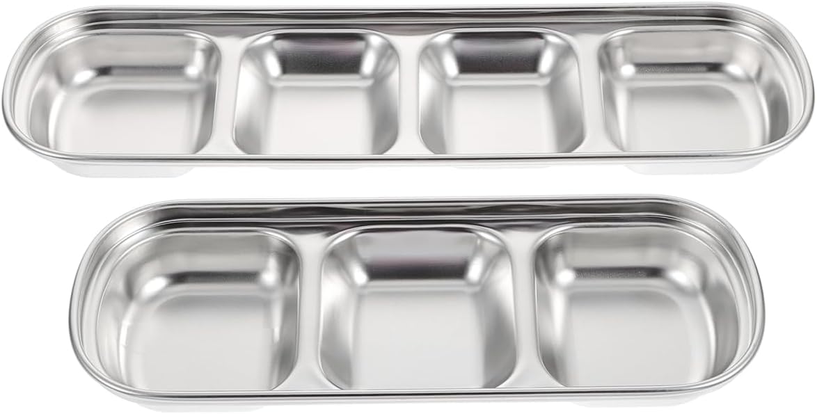 Compartment Pet Tray Food Bowls: 2pcs Stainless Steel Cat Bowl Divided Pet Dishes Bowls for Kitten Small Dogs Food Water Feeder - Happypetzone.online - Image 9