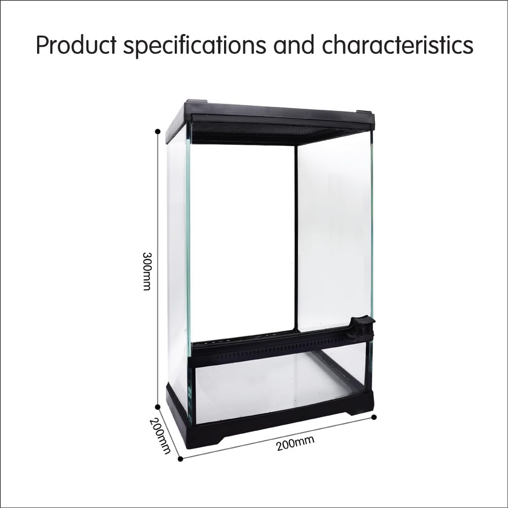 Mini Reptile Glass Terrarium Tank 8"x8"x12“ Full View with Front Opening Door and Enclosure Habitat Cage for Leopard Gecko Tarantula Young Lizard Hermit Crab Frog Insects Breeding Tank - Happypetzone.online - Image 2
