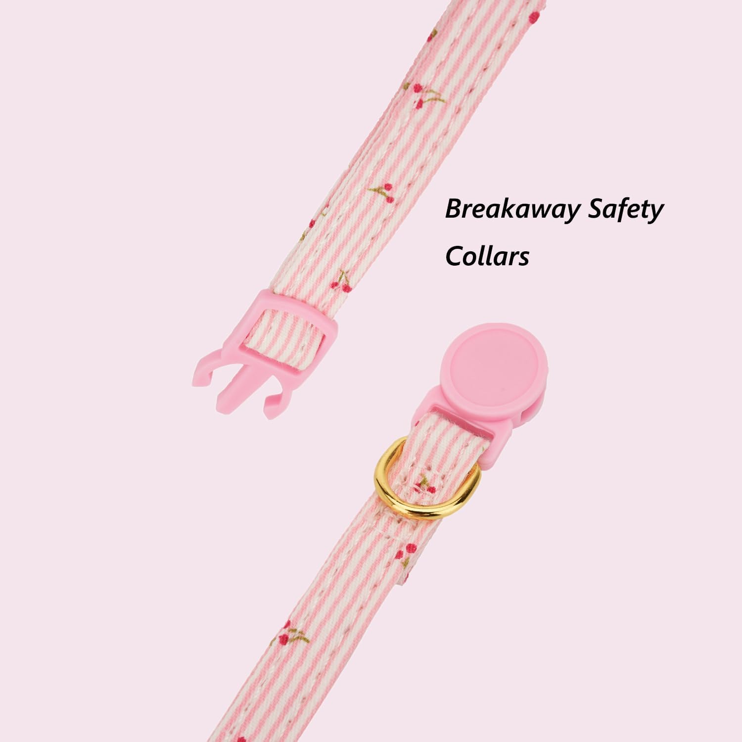 Cotton Bowtie Cat Collar with Bell 2 Pack Adjustable Breakaway Kitten Collars with Removeable Bow Pink Girl Cat Collars - Happypetzone.online - Image 4