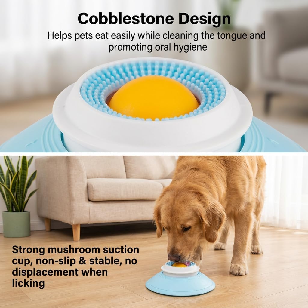 Dog Cat Lick Sphere Slow Feeder for Liquid Food & Peanut Butter,Interactive Licksphere for Dogs Anxiety Relief,Non-Slip Licking Bowl Enrichment Toys to Healthy Diet Food Container for Dog Cats,White - Happypetzone.online - Image 6