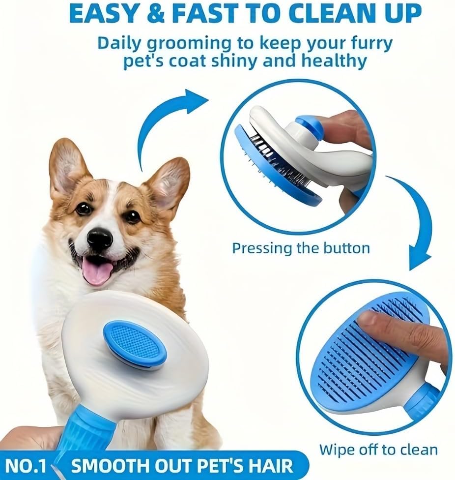 Cat Brush Self Cleaning, Ergonomic Handle,Slicker Cat Brush with Release Button,Tool Suitable for Cats and Dogs Pet Hair Cleaner, Easy to Remove Loose Undercoat - Happypetzone.online - Image 5