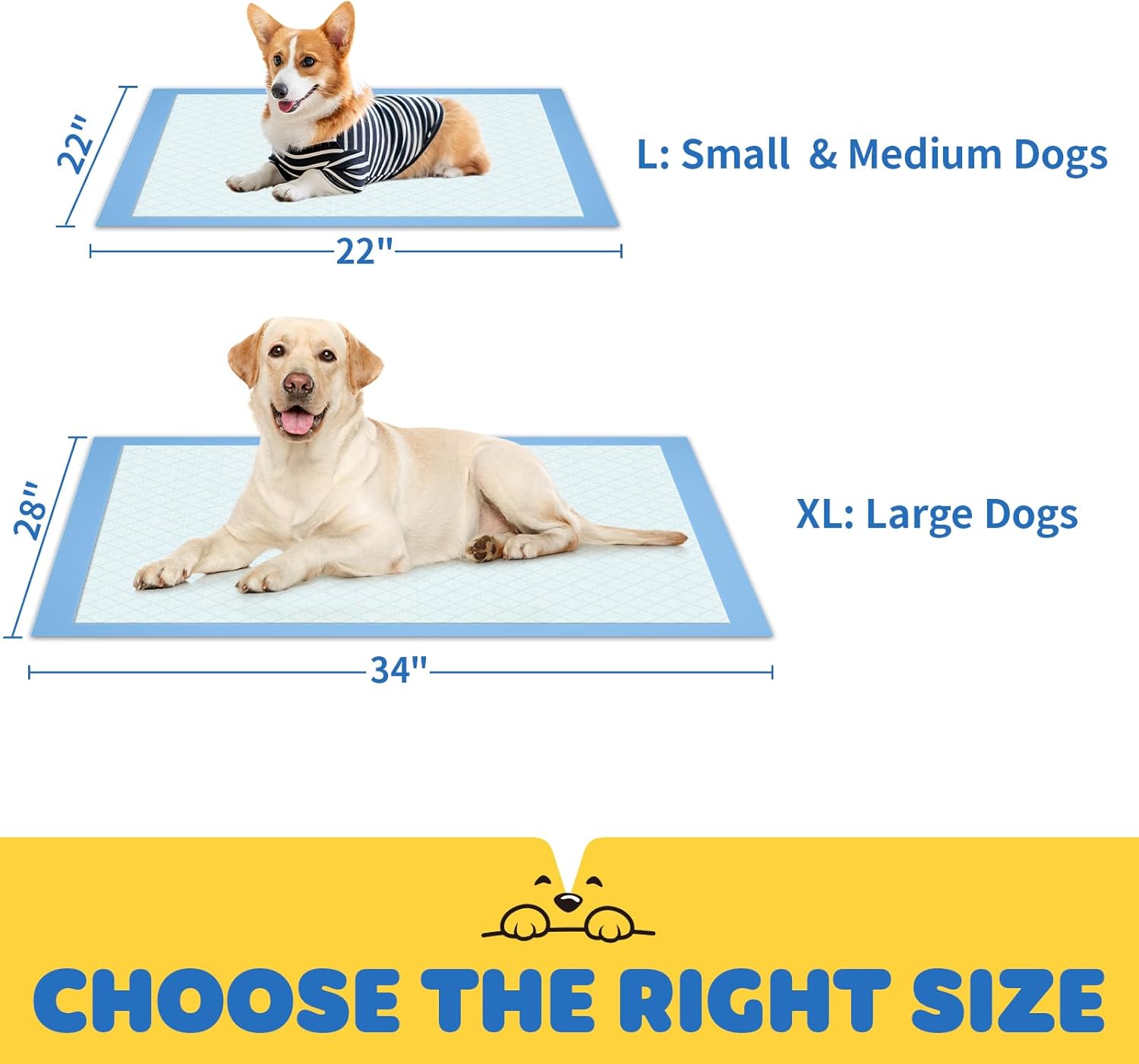 Powools 100-Pack X-Large Puppy Pads - 34'' x 28'' Pee Pads for Dogs Potty Training with Leak-Proof Quick-Dry Design, 6-Layer Wee Wee Pads for Dogs, Blue - Happypetzone.online - Image 6