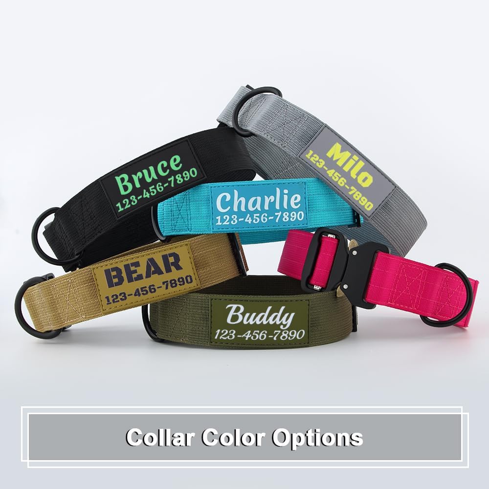 Personalized Tactical Dog Collar with Name and Phone Number, Heavy Duty Nylon Military Dog Collar with Strong Metal Buckle for Medium and Large Dogs - Happypetzone.online - Image 5