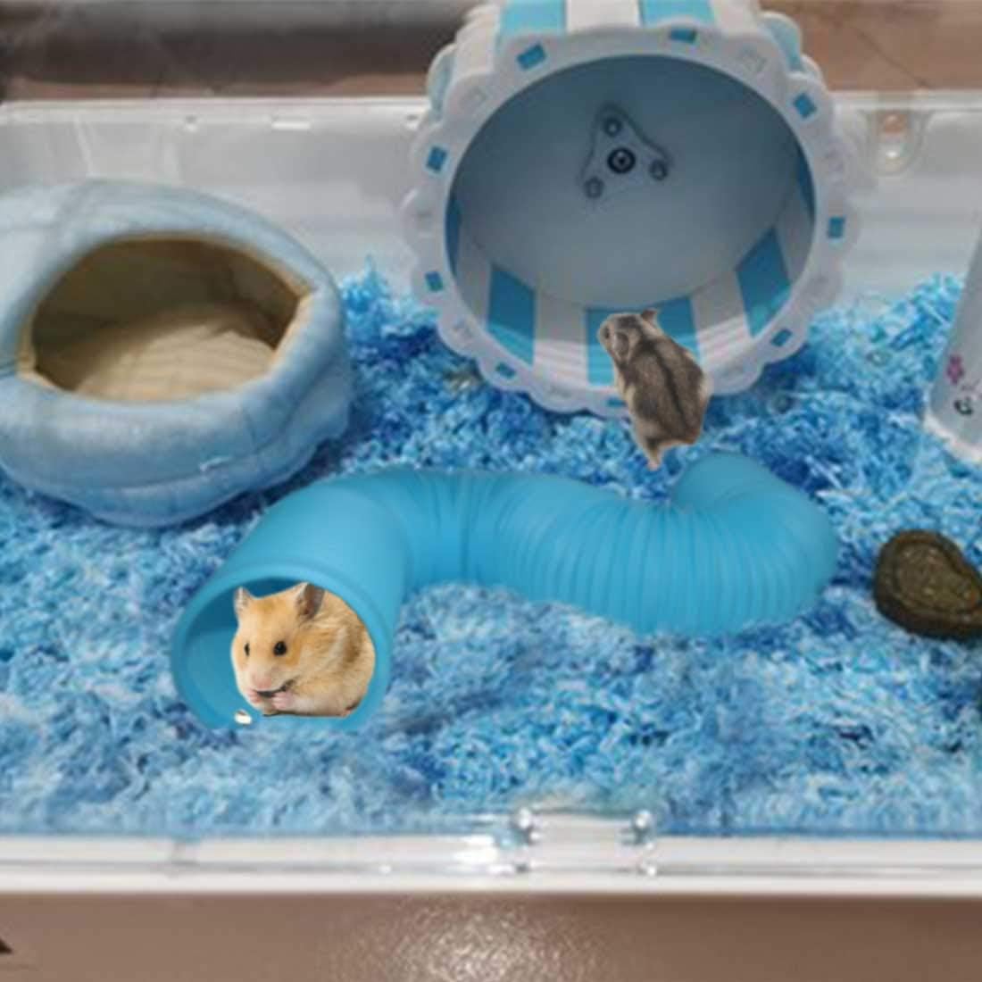 PINVNBY Hamster Fun Tunnels Pet Mouse Plastic Tube Toys Small Animal Foldable Exercising Training Hideout Tunnels for Guinea Pigs,Gerbils,Rats,Mice,Ferrets and Other Small Animals(2 PCS Blue) - Happypetzone.online - Image 2
