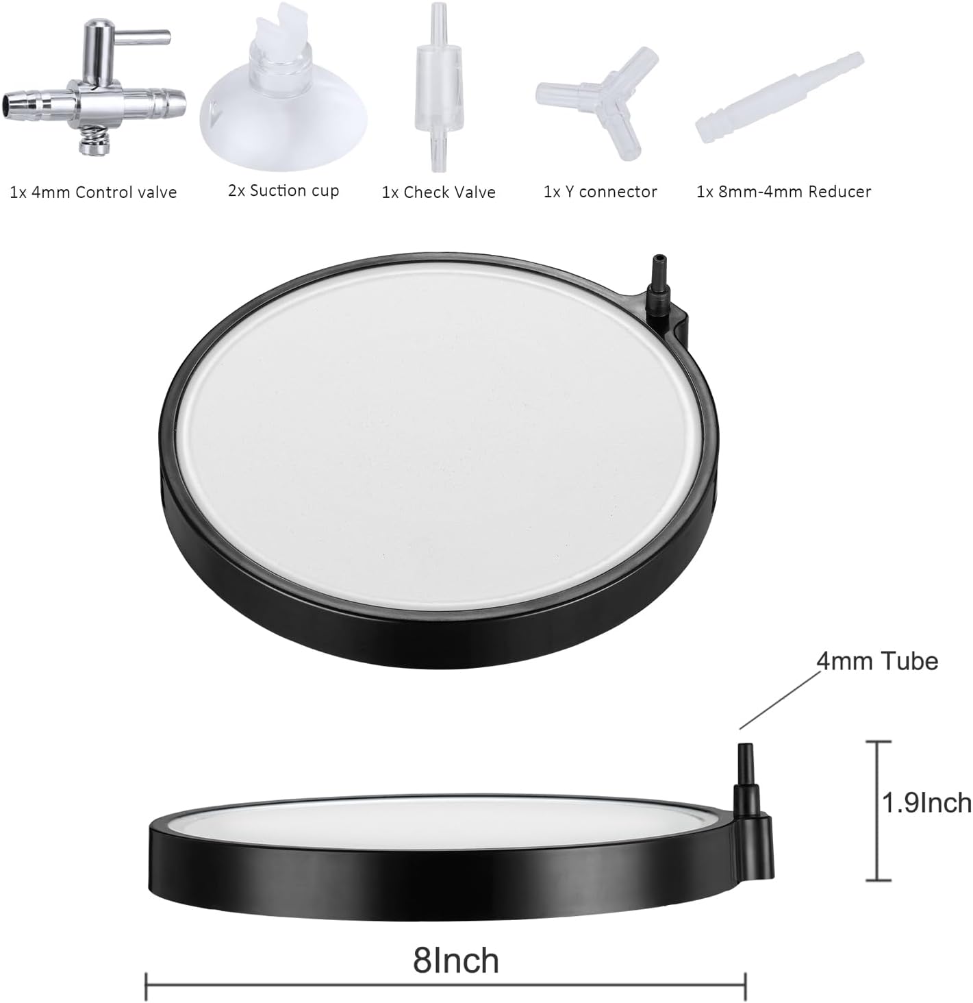 Carefree Fish Aquarium Nanometer Materials Air Stone Disk Fish Tank Hydroponics Bubble Stone Disc 1.4/2/4/6/8 Inch(Air Pump Not Included - Happypetzone.online - Image 5