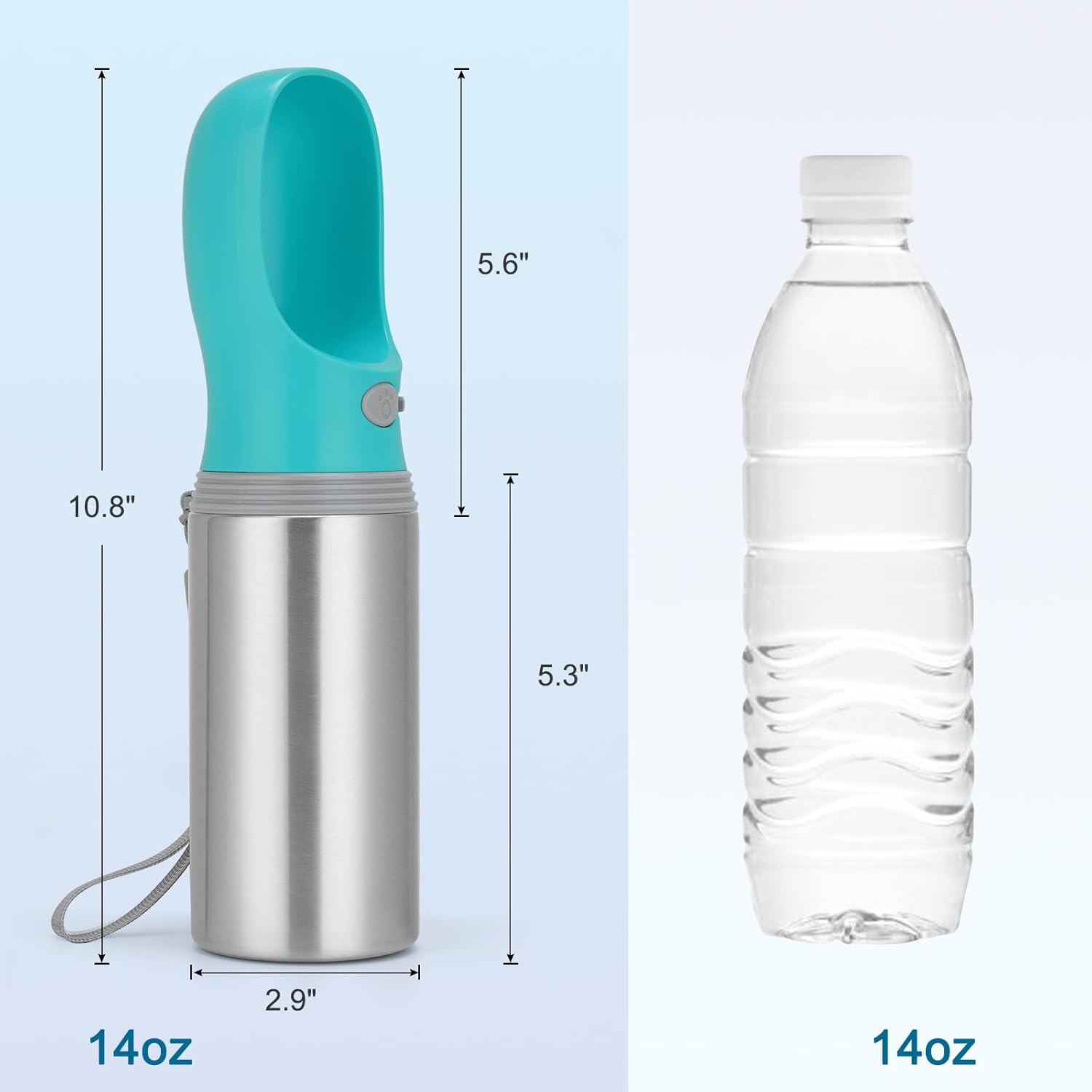 Portable Dog Water Bottle, 14 OZ, Stainless Steel Leak Proof Puppy Water Dispenser with Drinking Feeder for Pets Travel, Walking, Hiking and Outdoor Activities - Happypetzone.online - Image 5