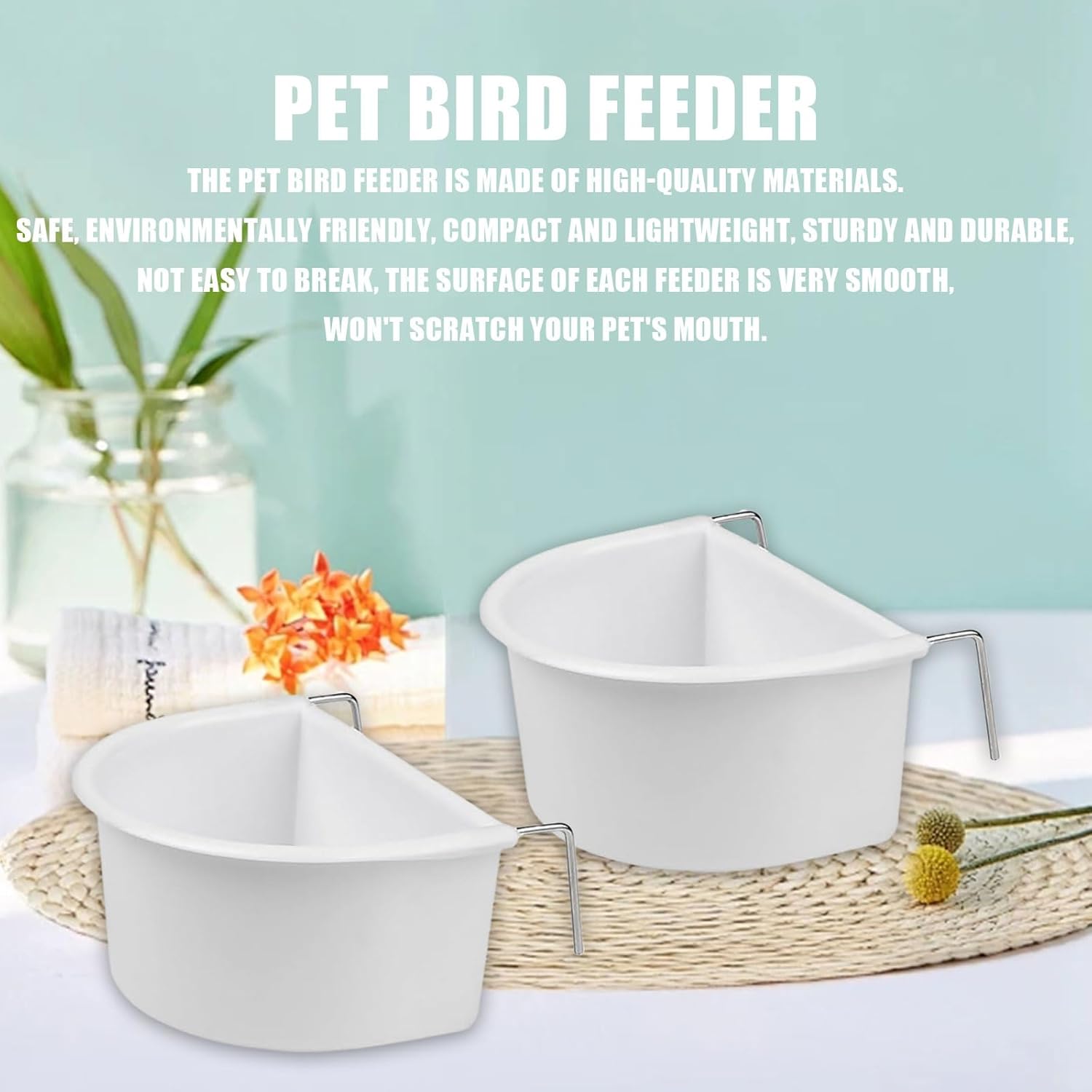 Bird Feeder, 2 Pcs Plastic Bird Food Feeder, Bird Water Cage Accessories, Hanging Bird Food Bowl Cups for Parrots Small Birds Pigeons Parakeet - Happypetzone.online - Image 3