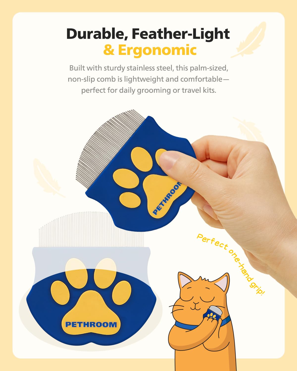 PETHROOM Professional Eye Comb for Pets | Stainless Steel Tear Stain Remover for Cats & Dogs | Gentle Round-Head Grooming Tool | Compact & Portable for Eye Gunk Removal - Happypetzone.online - Image 6