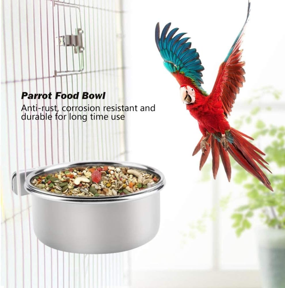 Tfwadmx Bird Feeding Dish Cups Parrot Food Bowl Clamp Holder Coop Cup, 2PCS Bird Cage Water Bowl for Parakeet African Greys Conure Cockatiels Lovebird Budgie Chinchilla - Happypetzone.online - Image 7
