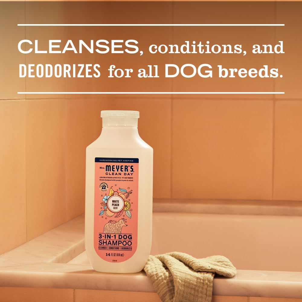 MRS. MEYER'S Clean Day 3 in 1 Dog Shampoo, White Peach Scent, 14oz - Happypetzone.online - Image 4