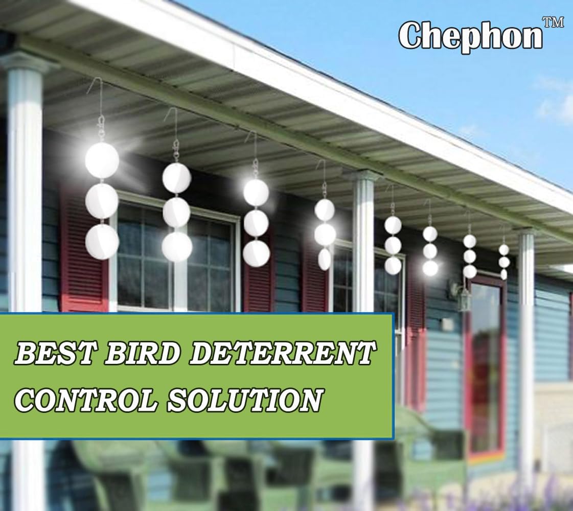Chephon Upgraded Bird Scare Discs Set - Large 24 Discs - Highly Reflective Double-Sided Bird Reflectors Scare Devices - Better to Keep Most Birds Away Like Woodpecker and Pigeon - Happypetzone.online - Image 4
