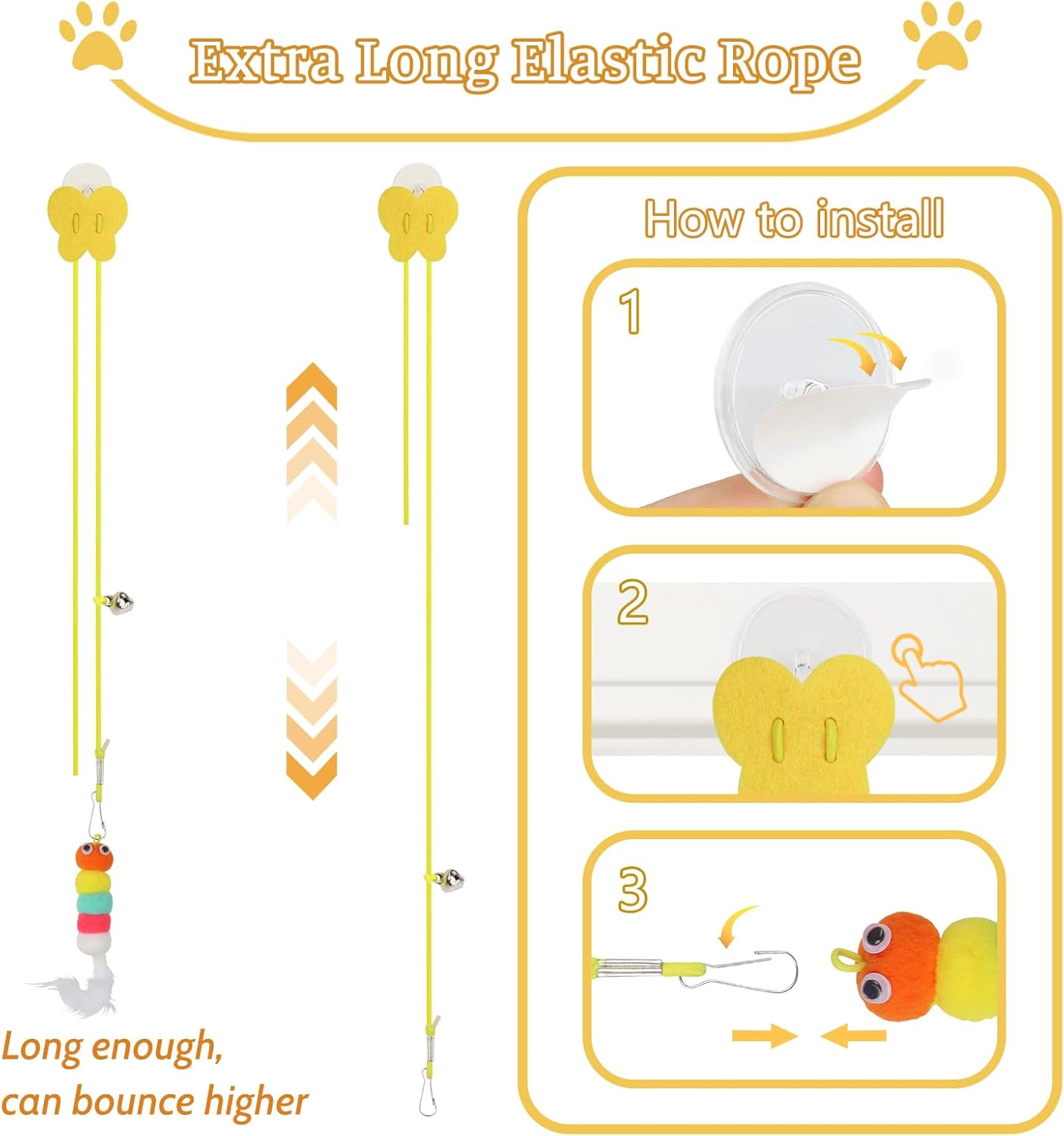 QUOZUO Kitten Toys - 38PCS Cat Play Set, Sparkle Balls, Plush Pom Pom Balls, Hanging Door Toy, Gift Box Styles - Happypetzone.online - Image 4