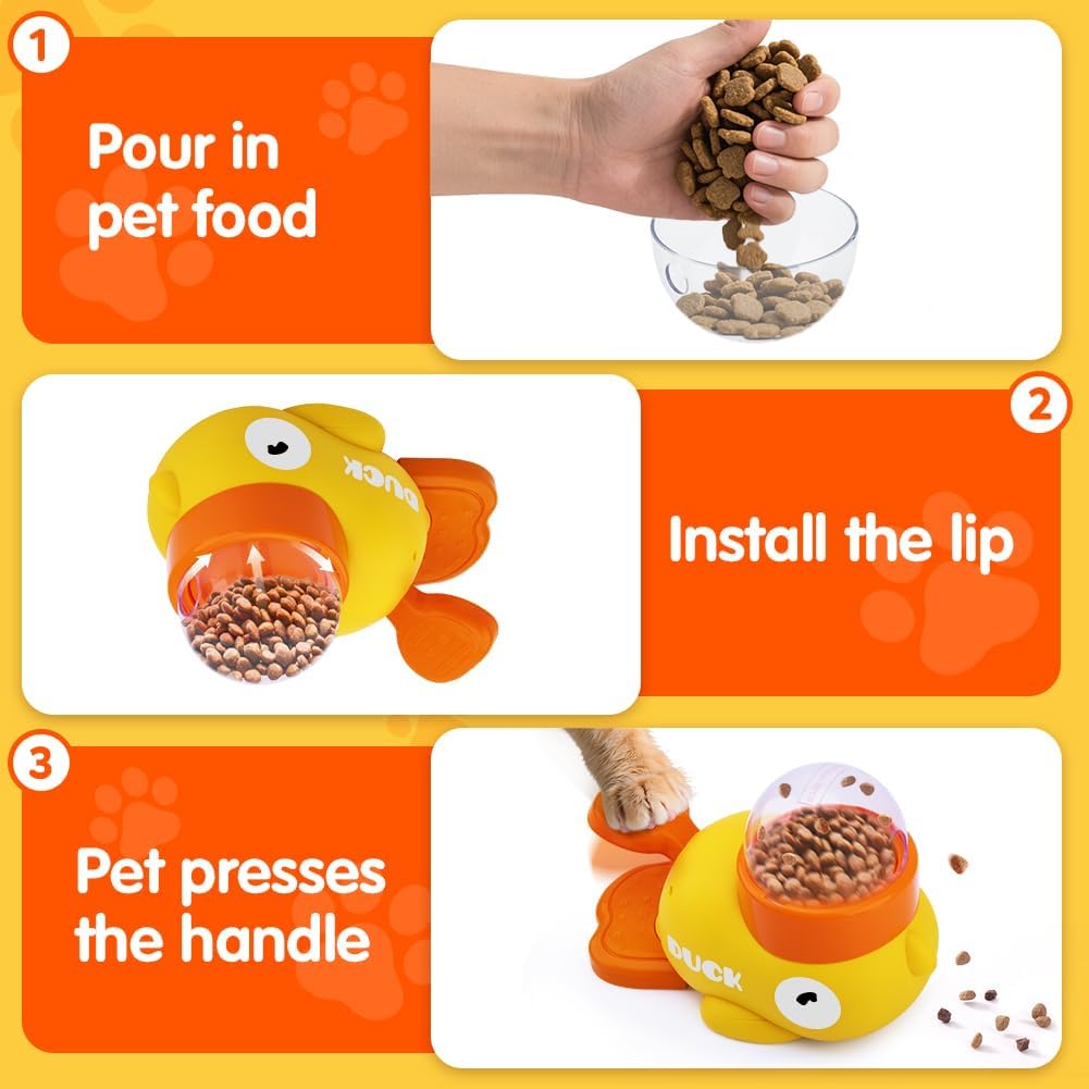 Interactive Cat Treat Dispenser, Slow Feeder Cat Puzzle Toy Duck Shaped Design - Happypetzone.online - Image 3