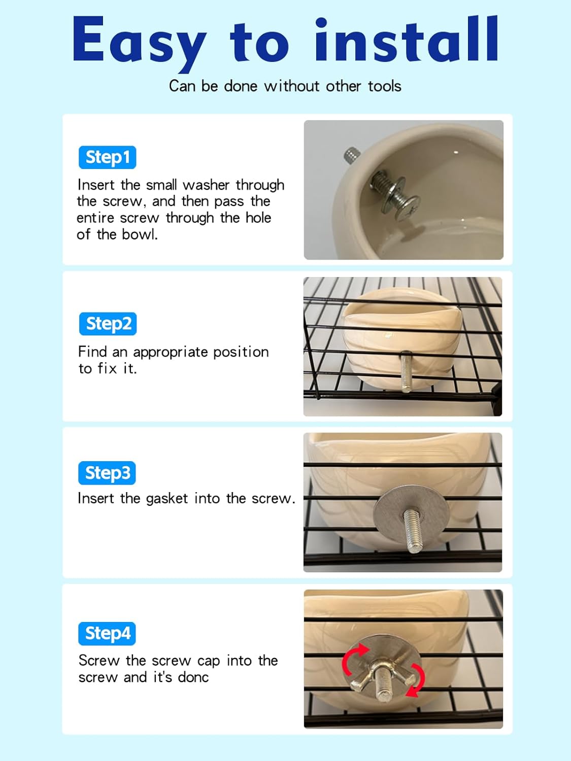 2 Pcs Ceramic Bird Food Bowl Hanging Parrot Food Bowl Pet Bird Bowls Birds Cage Holder for Budgie Finches Lovebirds Parakeet Cockatiels (White) - Happypetzone.online - Image 7