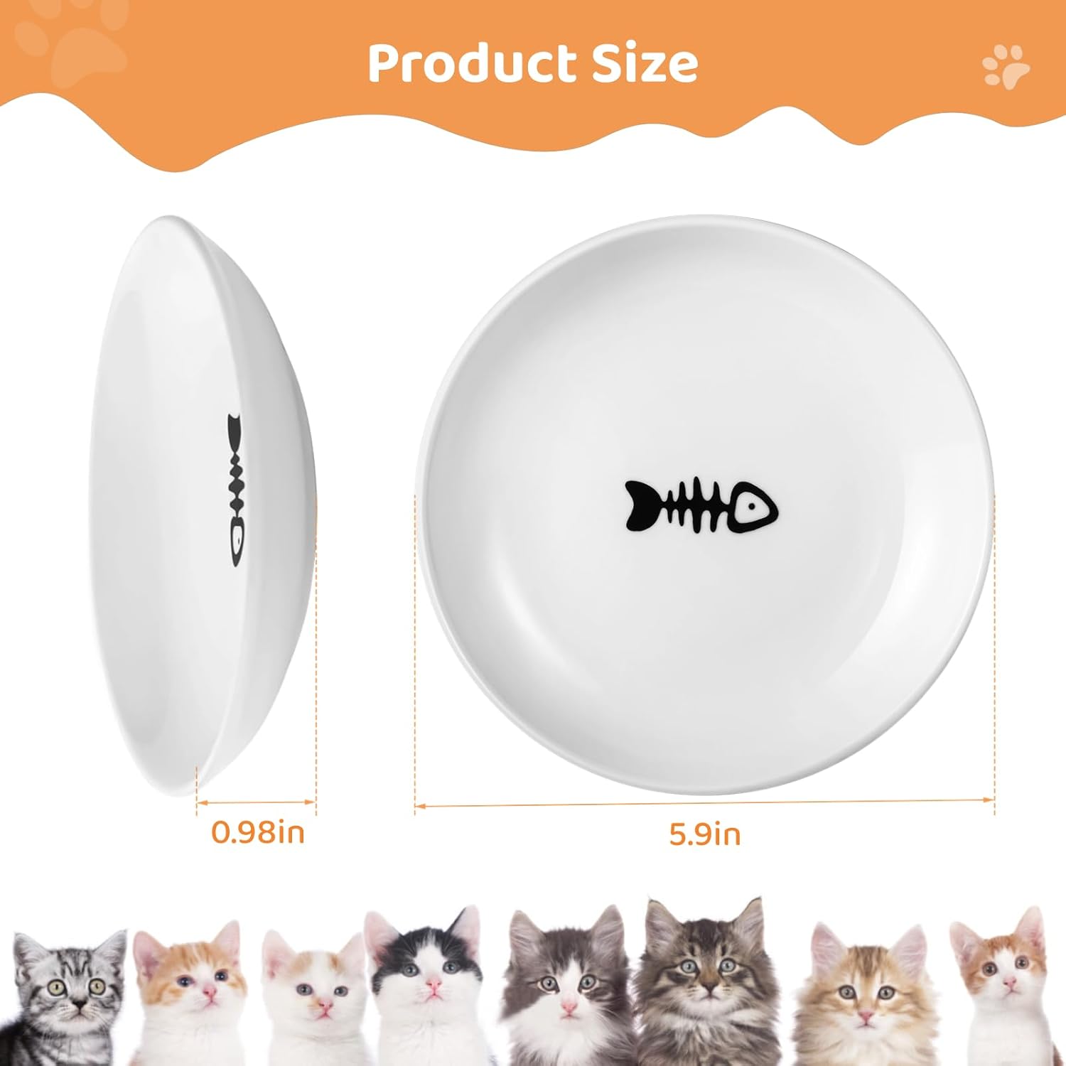Ceramic Cat Food Plates: Cat Wet Food Bowls/Whisker Fatigue Cat Dishes & Shallow Bowls for Kittens and Small Animals - Happypetzone.online - Image 5