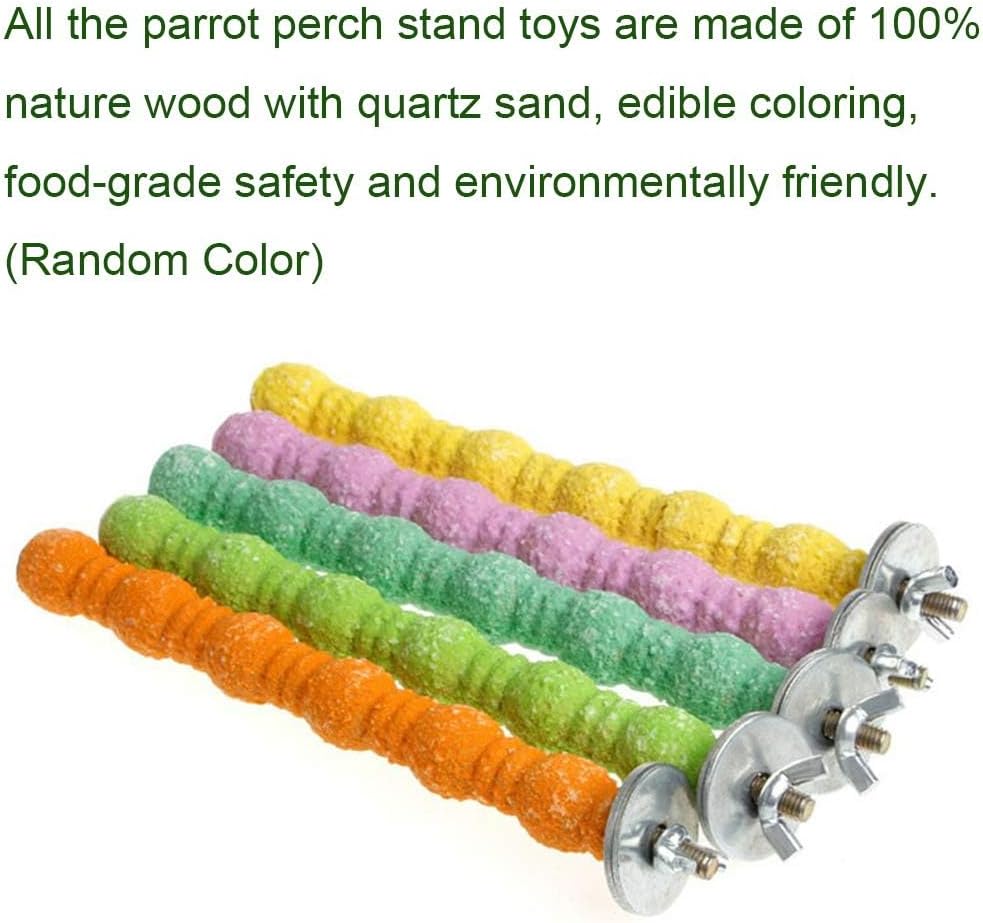 kathson 3PCS Bird Perch Parrot Stand Cage Accessories Natural Wooden Stick Paw Grinding Rough-surfaced Chew Toy for Cockatiels Cockatoo Lorikeet Conure Parakeet (Random Color,7.87inch) - Happypetzone.online - Image 7