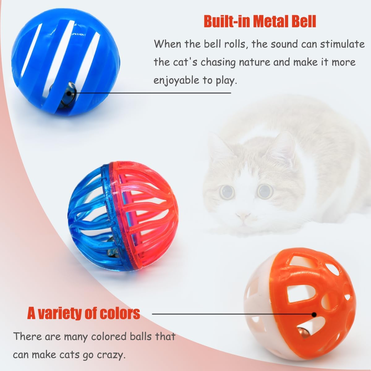 Cat Jingle Balls Toys, 24 Pcs Bell Balls Cat Toys, Lightweight, Interactive, Assorted Colors Ball Toy for Kitten Training and Play - Happypetzone.online - Image 2