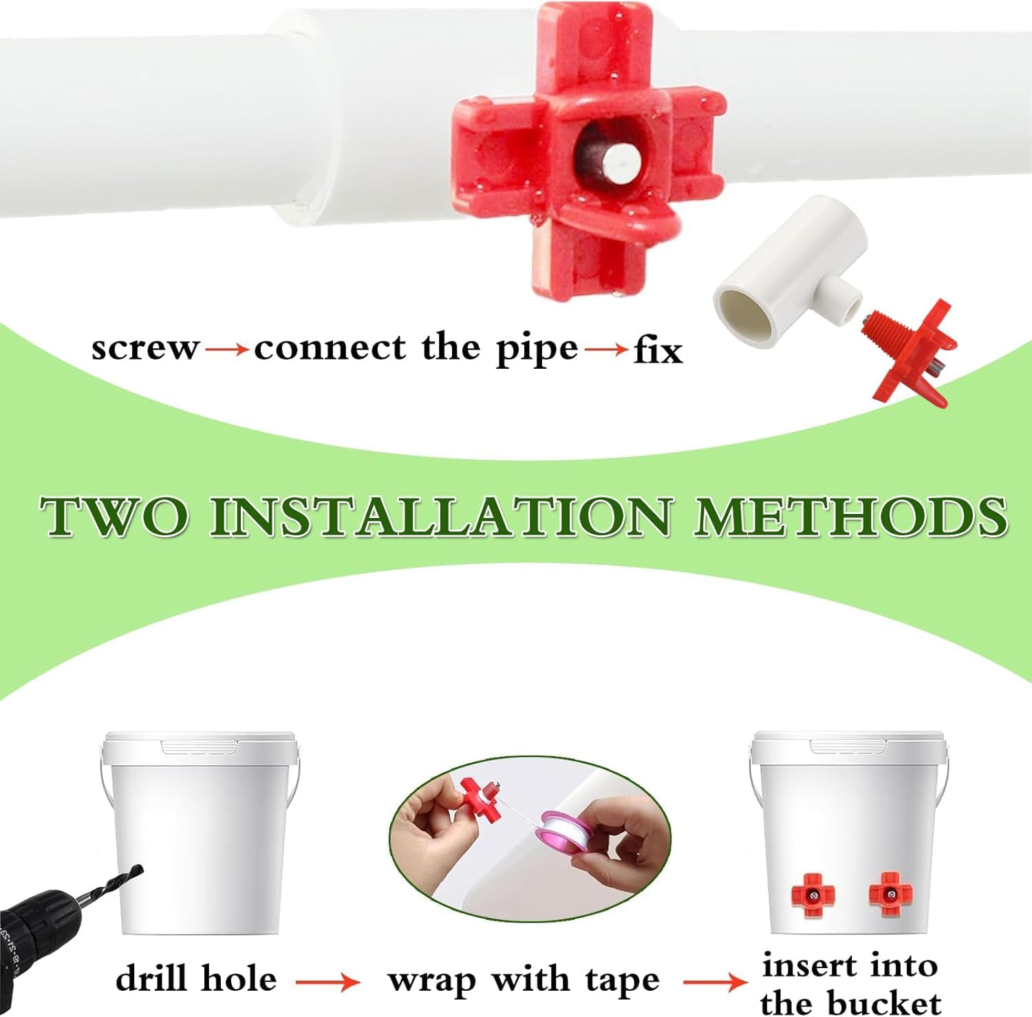 15-Pack Horizontal Chicken Nipples Waterer with 1/2" PVC Tee Fittings, Automatic Poultry Waterer Kit for DIY Chicken Duck Quail Watering System, Side Mount Drinker - Happypetzone.online - Image 5