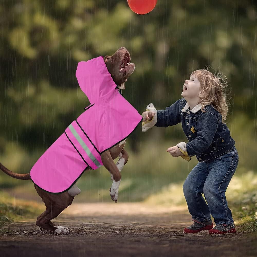 Reflective Dog Rain Coat - Waterproof Adjustable Pet Rain Jacket, Lightweight Dog Hooded Poncho Raincoat for Small to X- Large Dogs and Puppies (Pink, Large) - Happypetzone.online - Image 4
