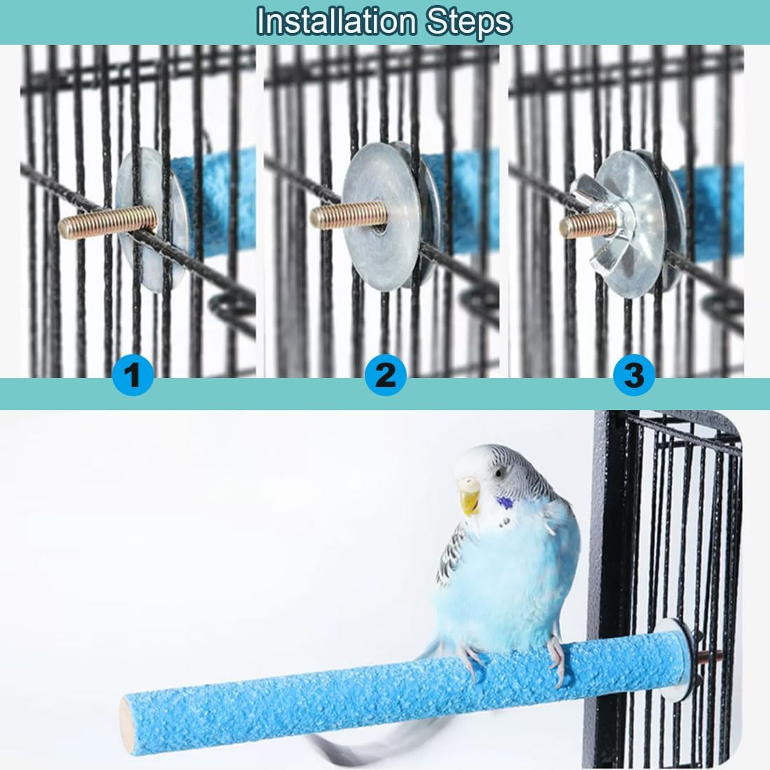 Hamiledyi 4 PCS Parrot Perch Stand Toy 7.9x0.8inch Bird Cage Perch Natural Paw Grinding Stick for Medium Parrots Parakeets Cockatiels Lovebirds Chewing Stick (M) - Happypetzone.online - Image 6