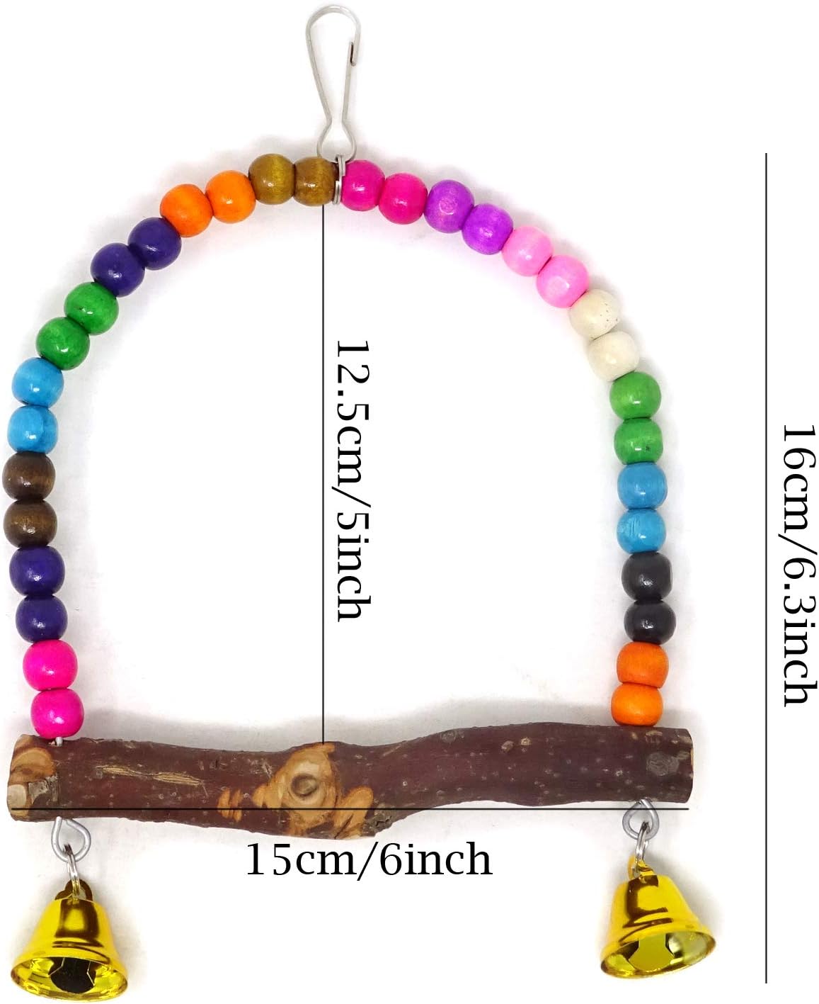 Honbay Wooden Bird Swing Perch Parrot Hanging Toy for Small Sized Birds - Happypetzone.online - Image 3