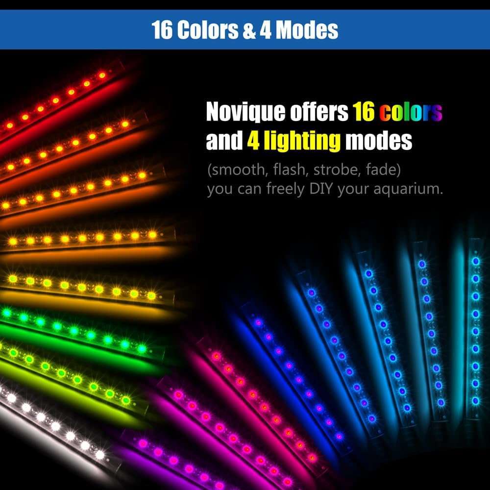 LED Aquarium Light with IP68 Waterproof and Memory Function Submersible Fish Tank Light with Remote and 16 Colors 7.5 Inches Brightness Adjustable Underwater Light Bar for Fish Tank Aquarium - Happypetzone.online - Image 2
