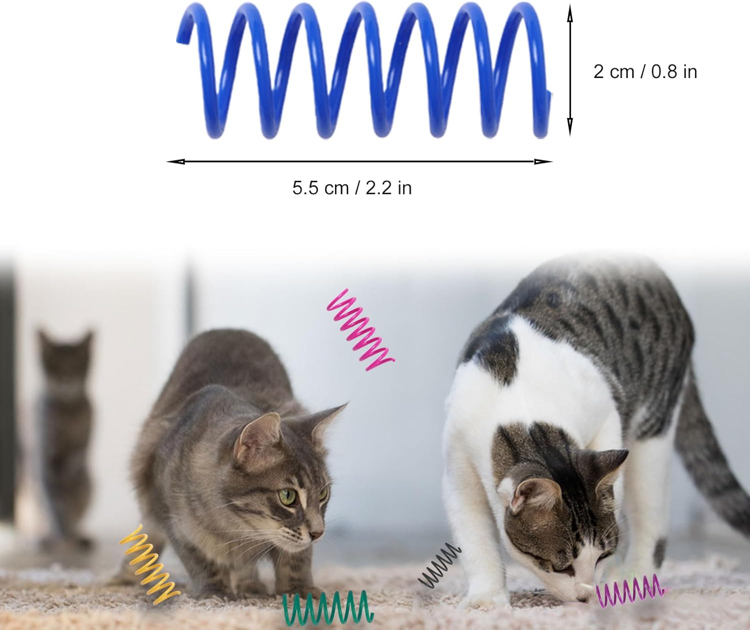 12PCS 12Colors Cat Spring Toys for Indoor Cats, Interactive Coil Springs for Self Play, Durable Heavy Plastic Cat Spiral Spring, Hunting, Biting, Swatting Creative Kitten Toy. - Happypetzone.online - Image 2